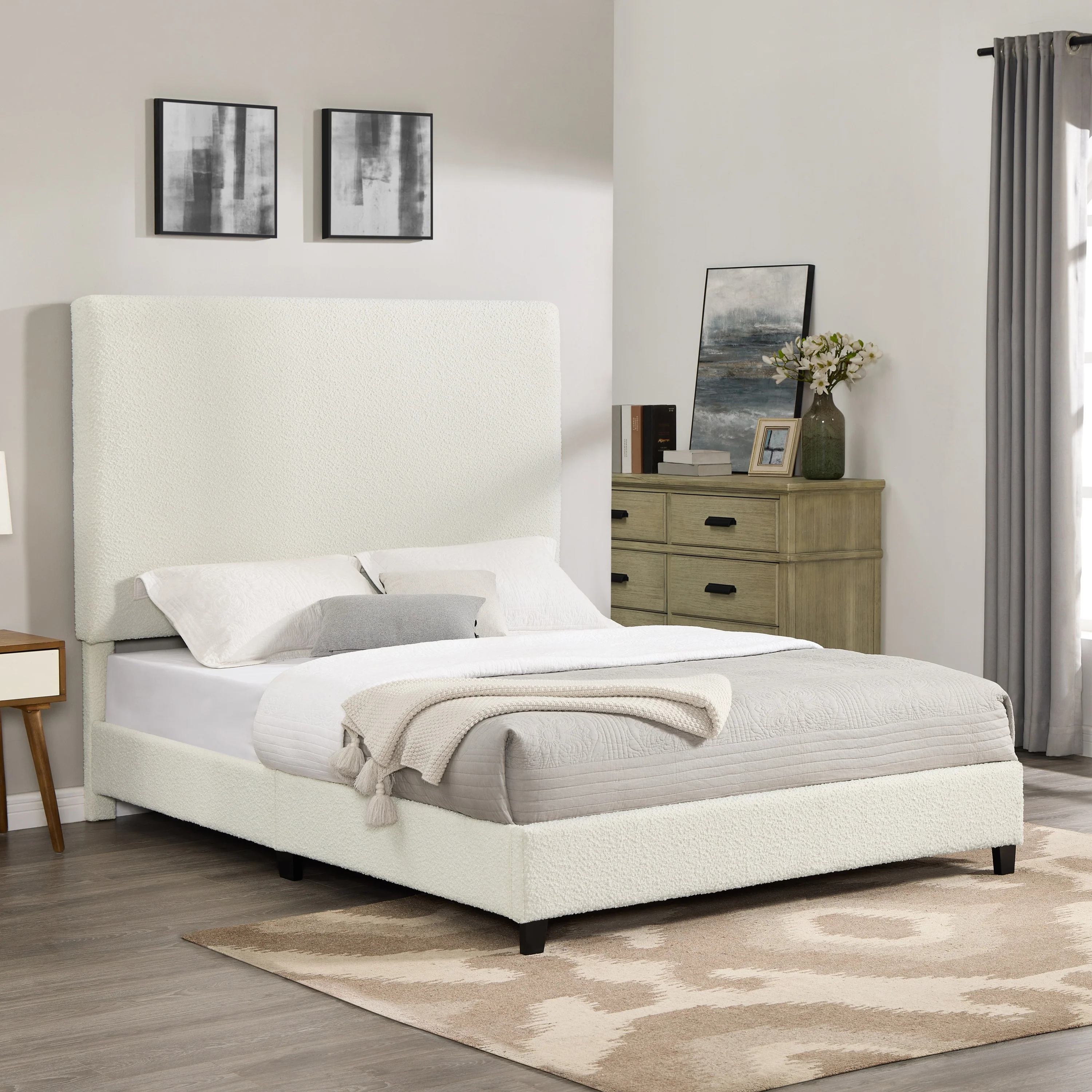 Walker Edison | Boucle Upholstered Platform Bed - Image 2