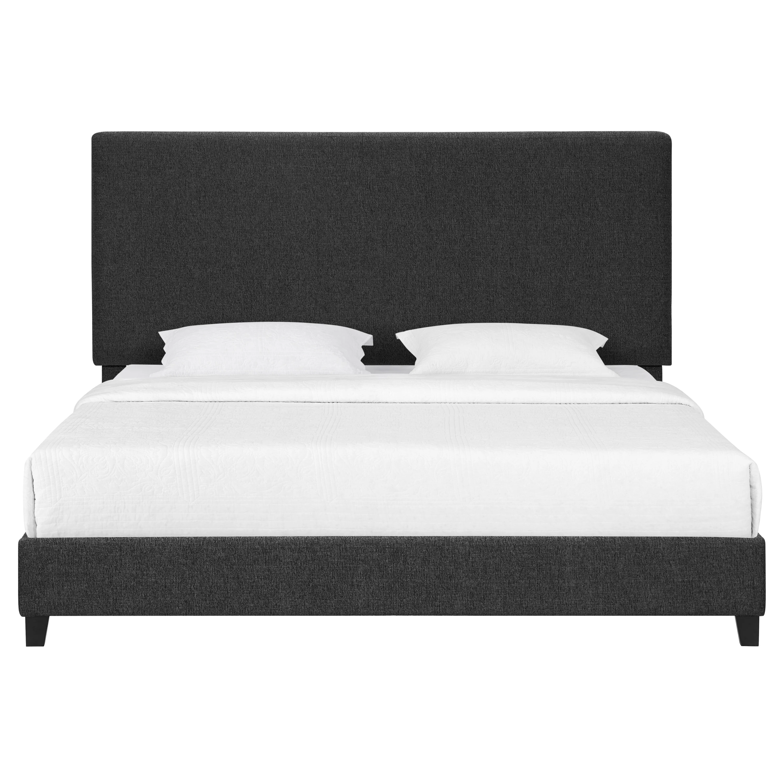 Walker Edison | King Size Charcoal Grey Upholstered Platform Bed - Image 4