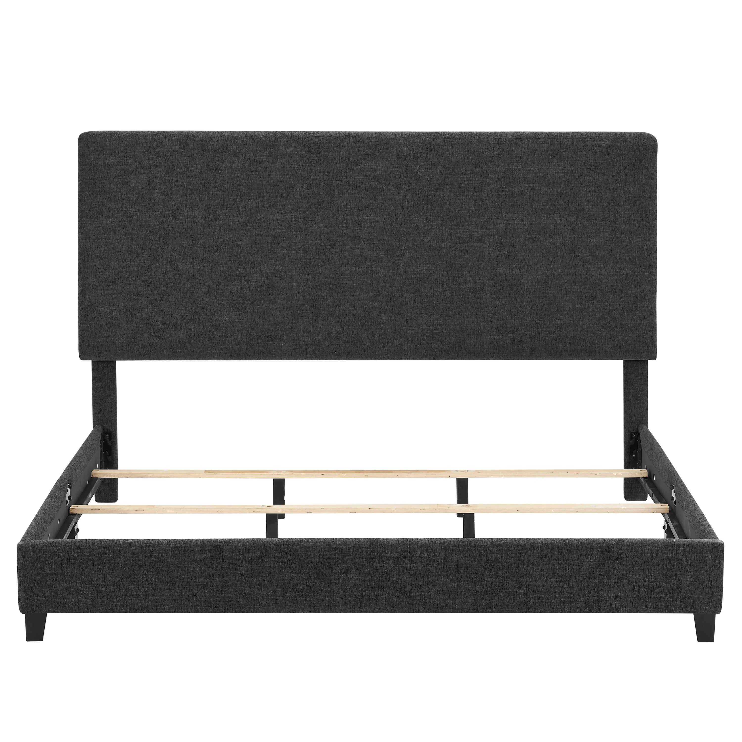 Walker Edison | King Size Charcoal Grey Upholstered Platform Bed - Image 6