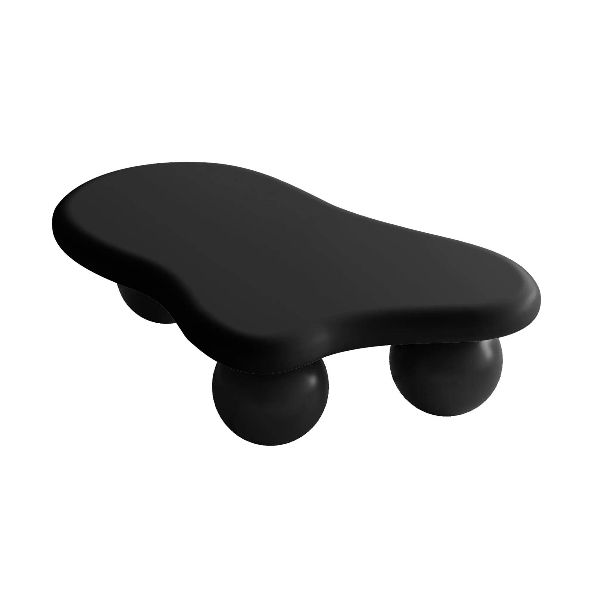 40 Inch Cloud Shaped Coffee Table with 3 Ball Legs for Living Room, Black - Image 8