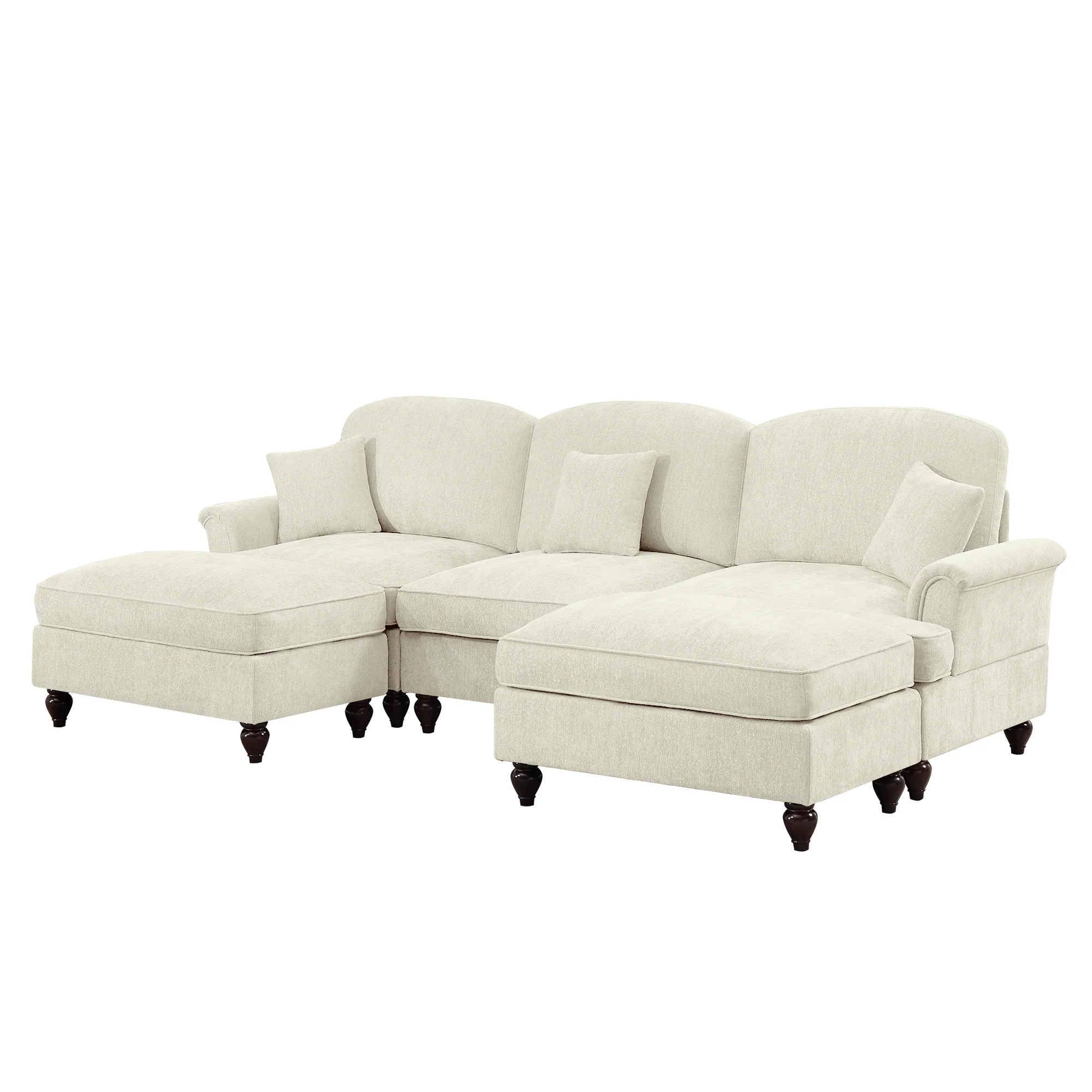 Walker Edison | 2 in 1 Classic Traditional Style Sectional Sofa with Removable Ruffles Pleats Skirts - Image 14
