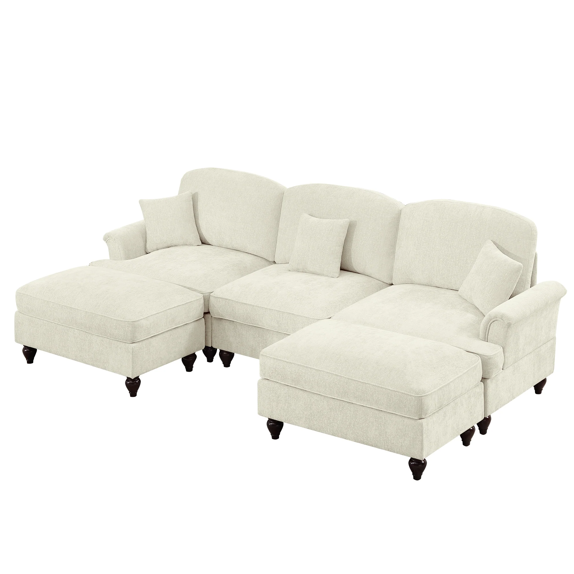 Walker Edison | 2 in 1 Classic Traditional Style Sectional Sofa with Removable Ruffles Pleats Skirts - Image 15