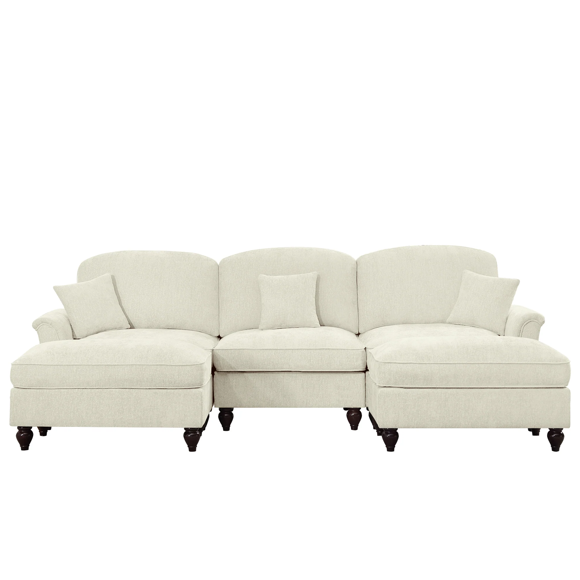 Walker Edison | 2 in 1 Classic Traditional Style Sectional Sofa with Removable Ruffles Pleats Skirts - Image 16