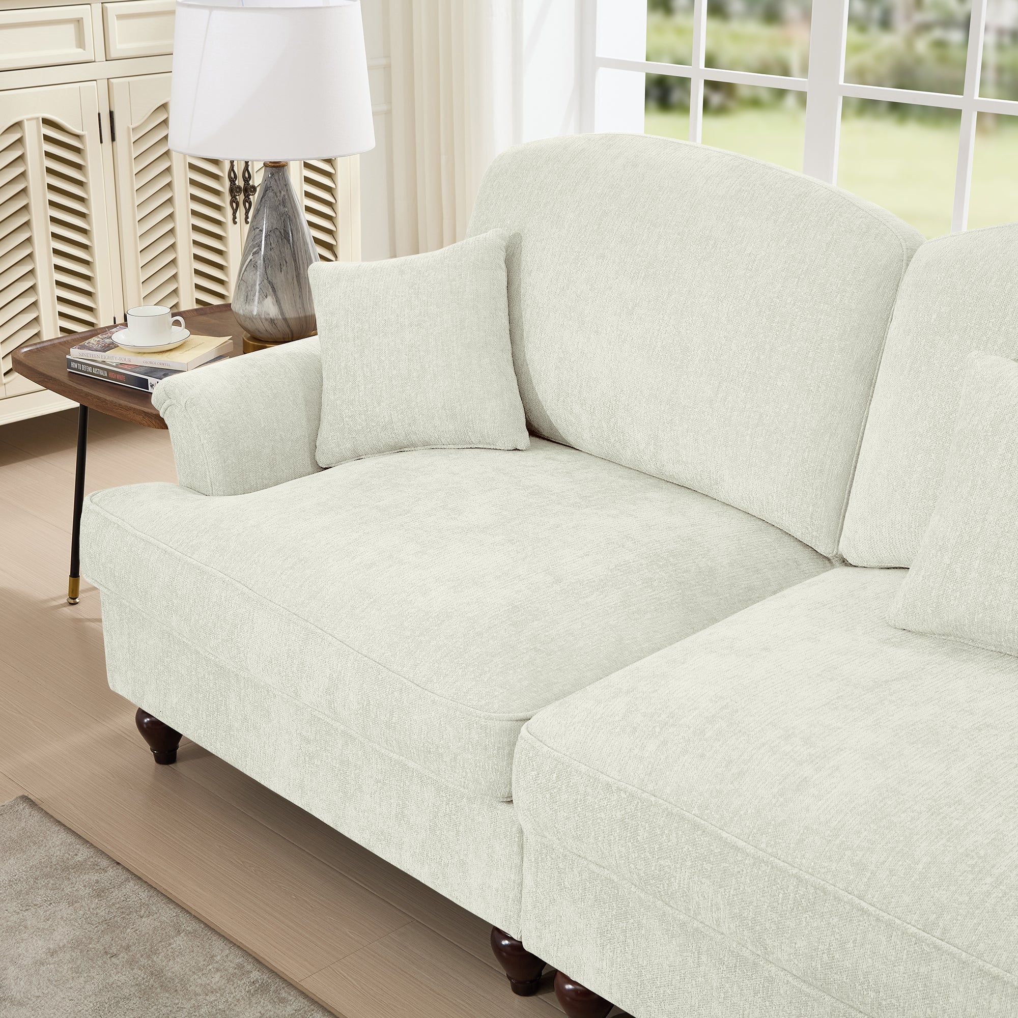 Walker Edison | 2 in 1 Classic Traditional Style Sectional Sofa with Removable Ruffles Pleats Skirts - Image 18