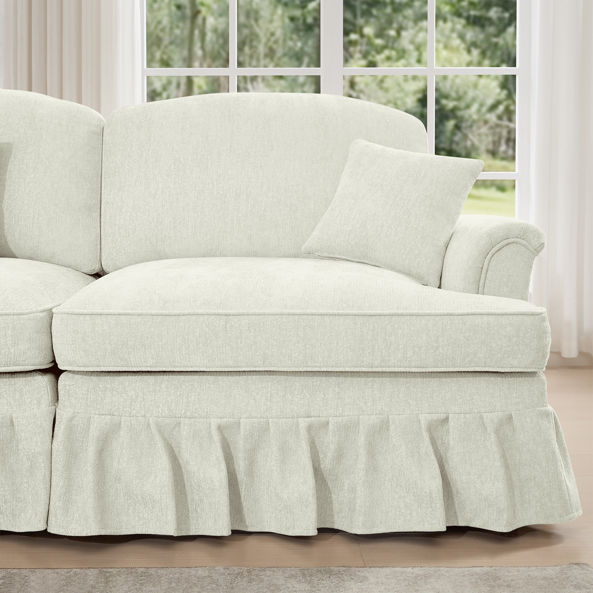 Walker Edison | 2 in 1 Classic Traditional Style Sectional Sofa with Removable Ruffles Pleats Skirts - Image 22