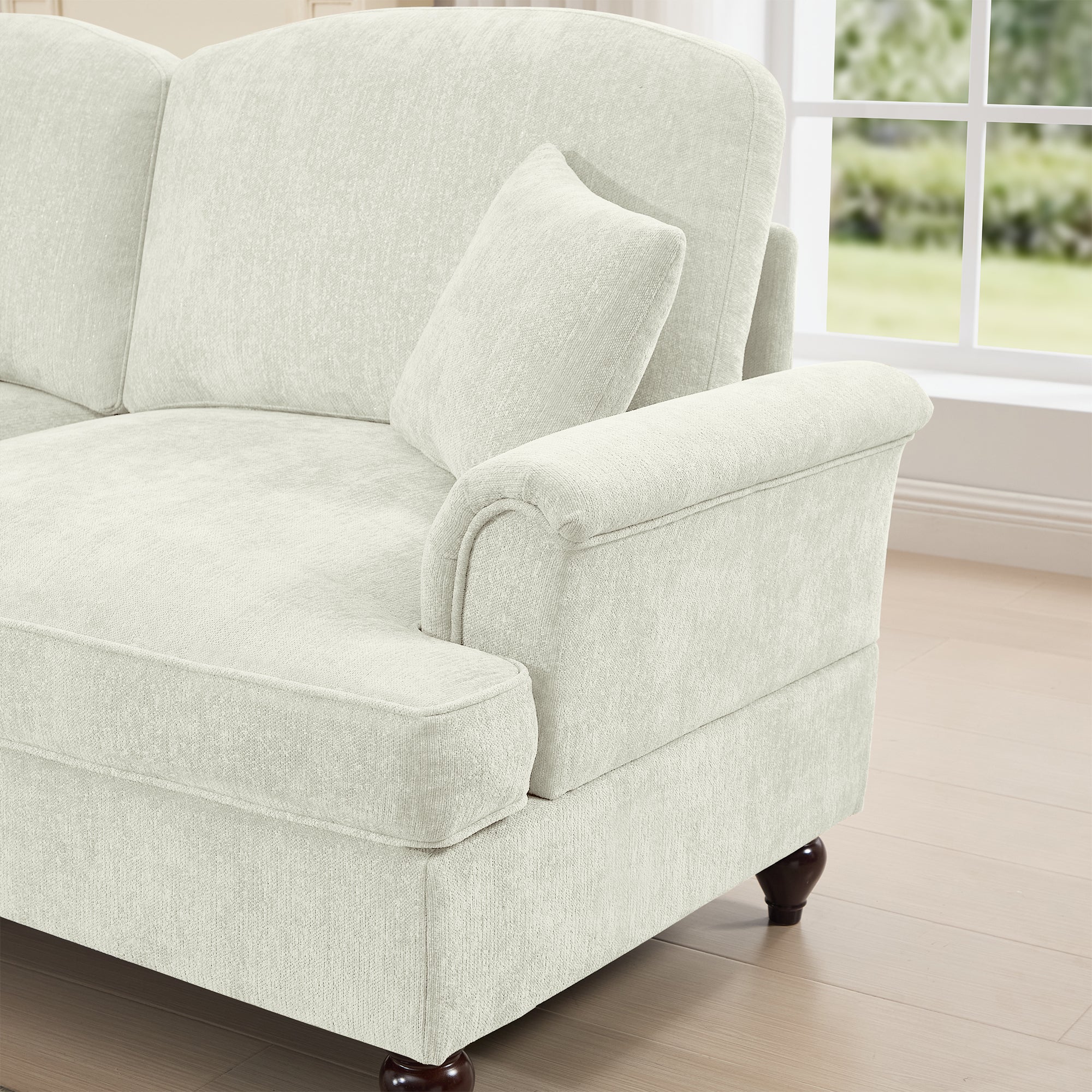Walker Edison | 2 in 1 Classic Traditional Style Sectional Sofa with Removable Ruffles Pleats Skirts - Image 23
