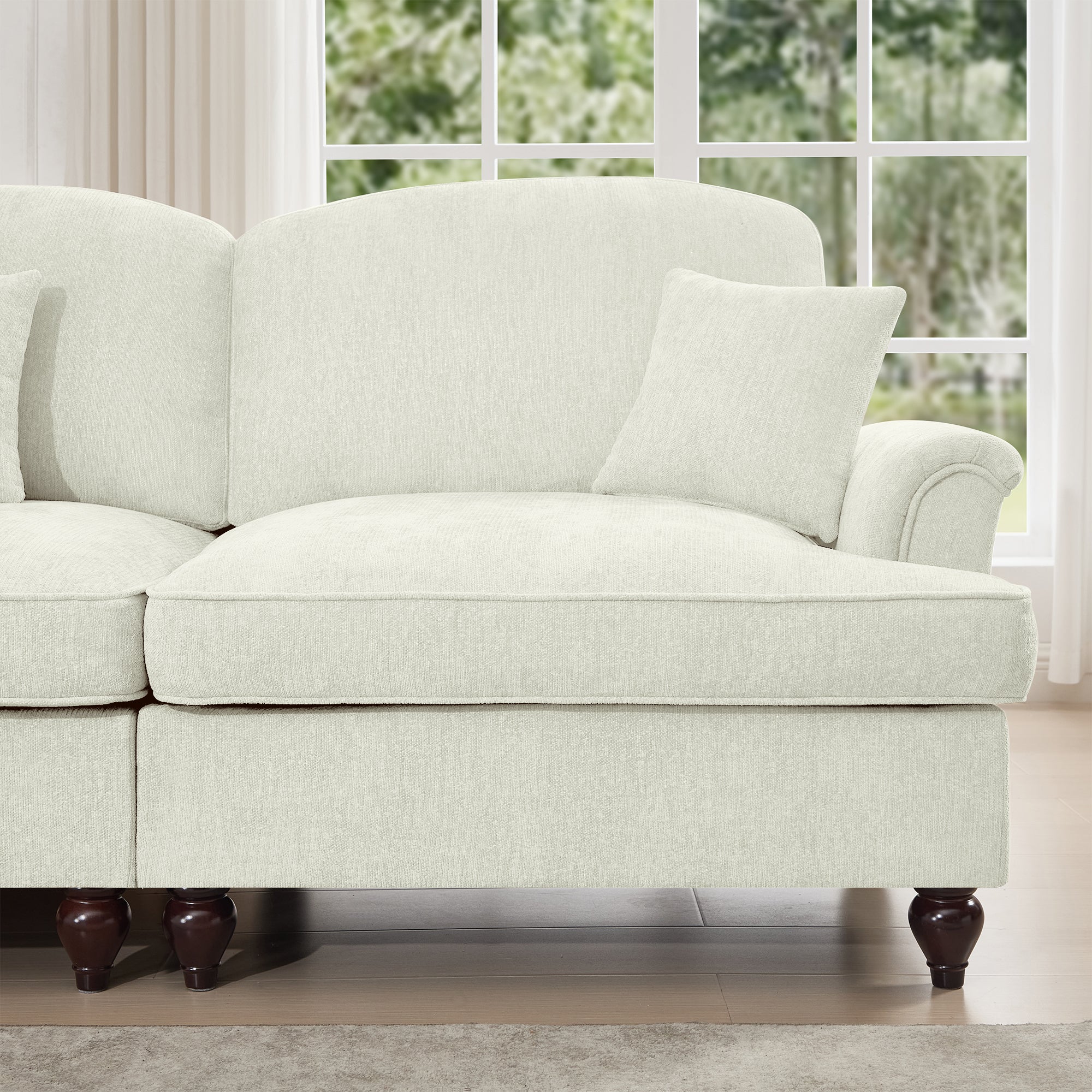 Walker Edison | 2 in 1 Classic Traditional Style Sectional Sofa with Removable Ruffles Pleats Skirts - Image 7