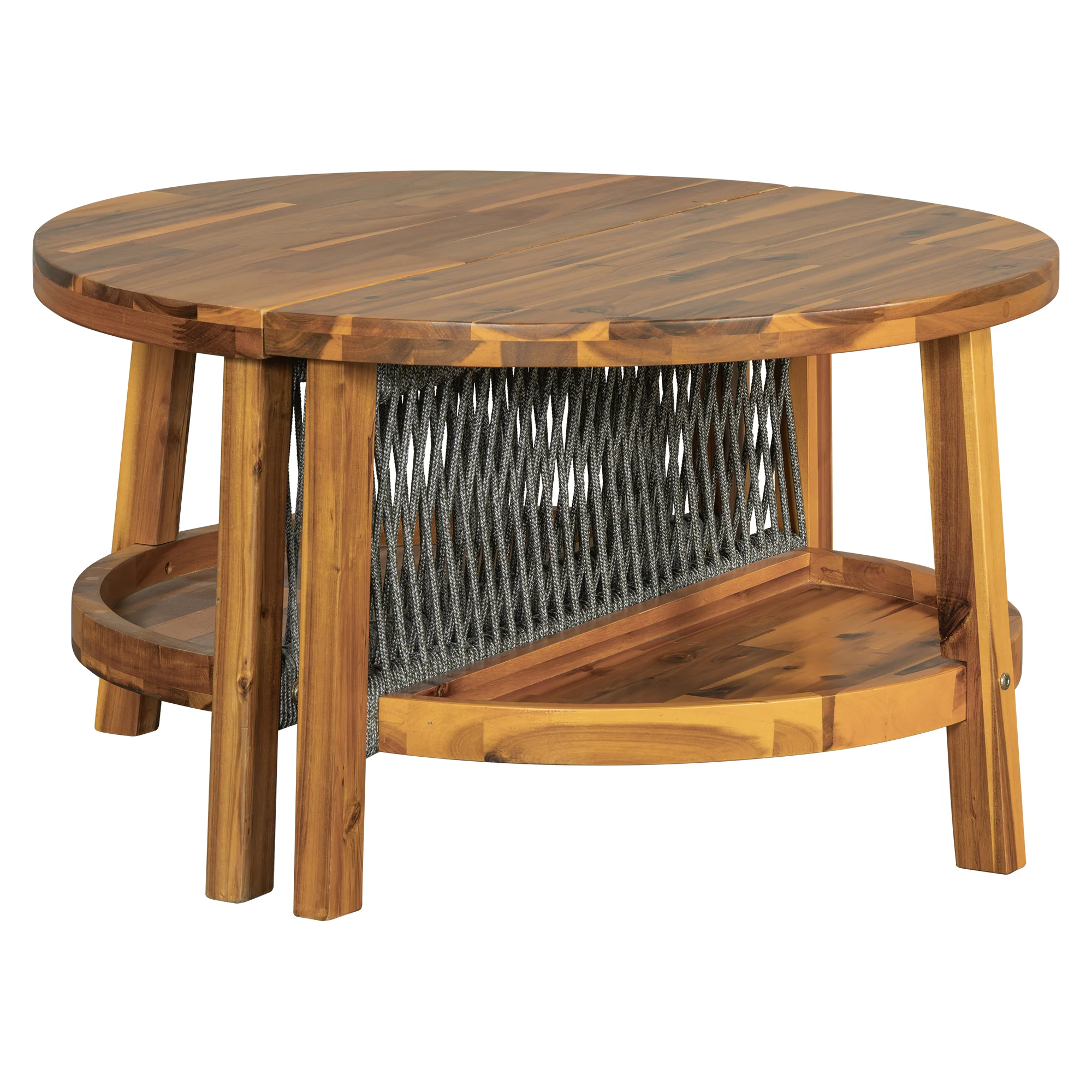 2 Semi-Circle 3-Piece Outdoor Sofa Set for 6 with Acacia Wood Coffee Table - Image 17