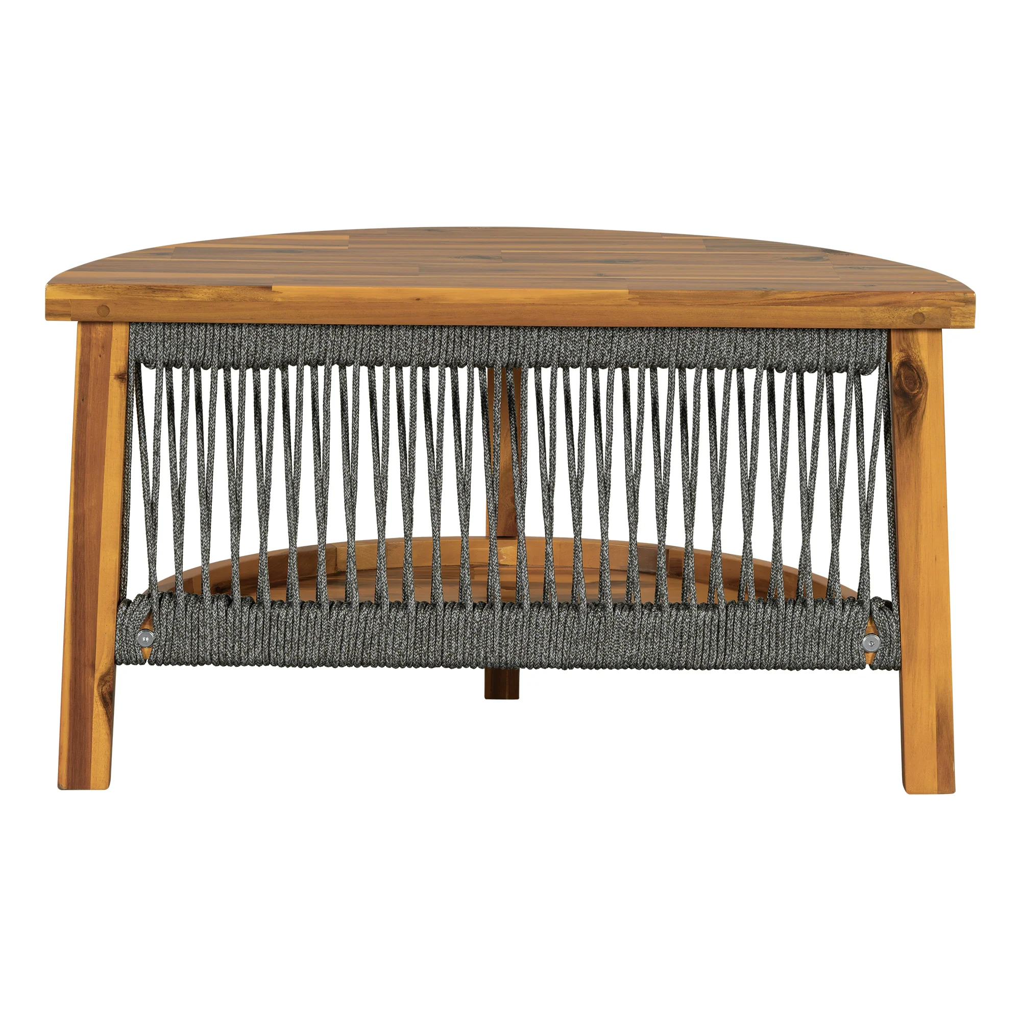 2 Semi-Circle 3-Piece Outdoor Sofa Set for 6 with Acacia Wood Coffee Table - Image 18
