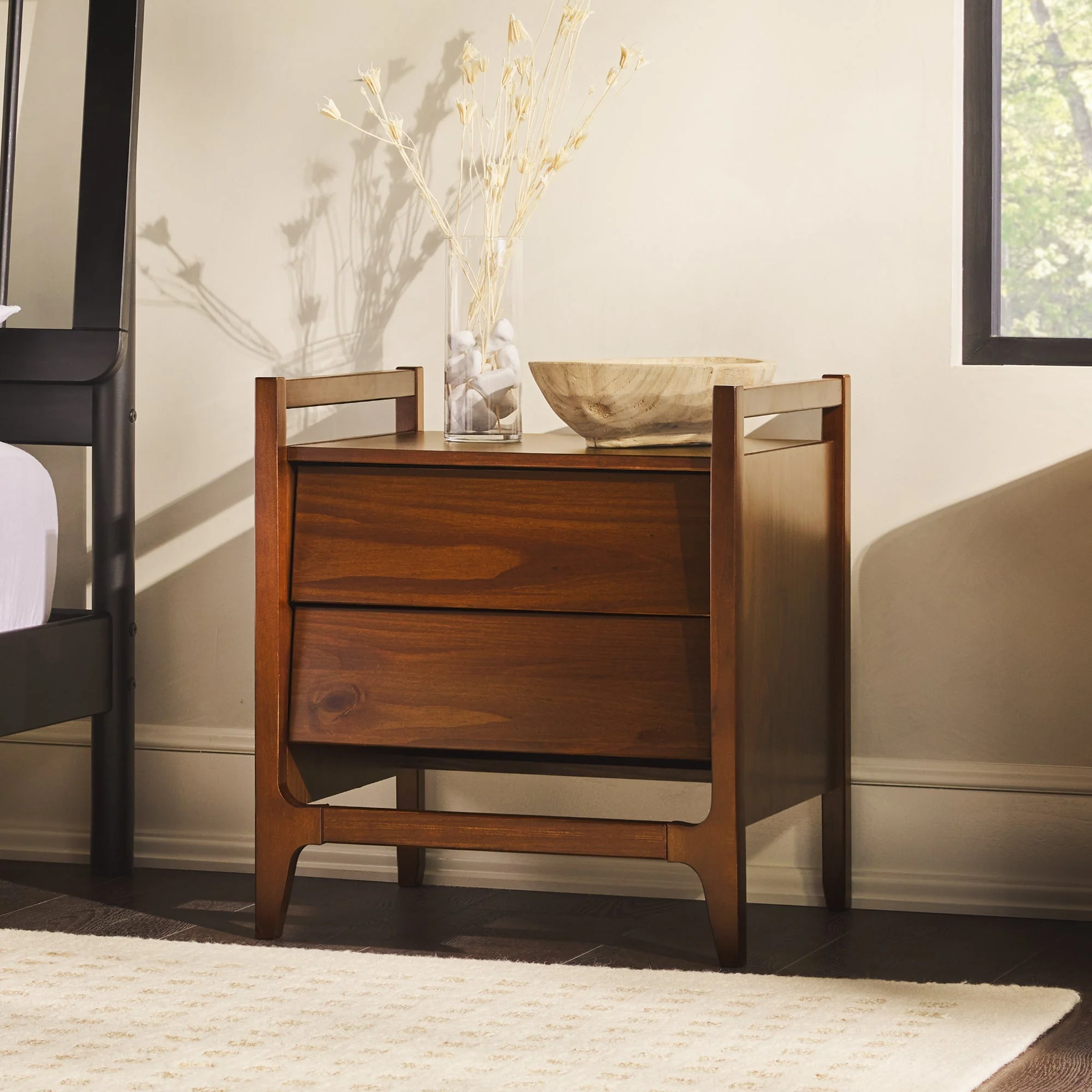 Oswald Mid-Century Modern 2-Drawer Wood Nightstand - Image 10