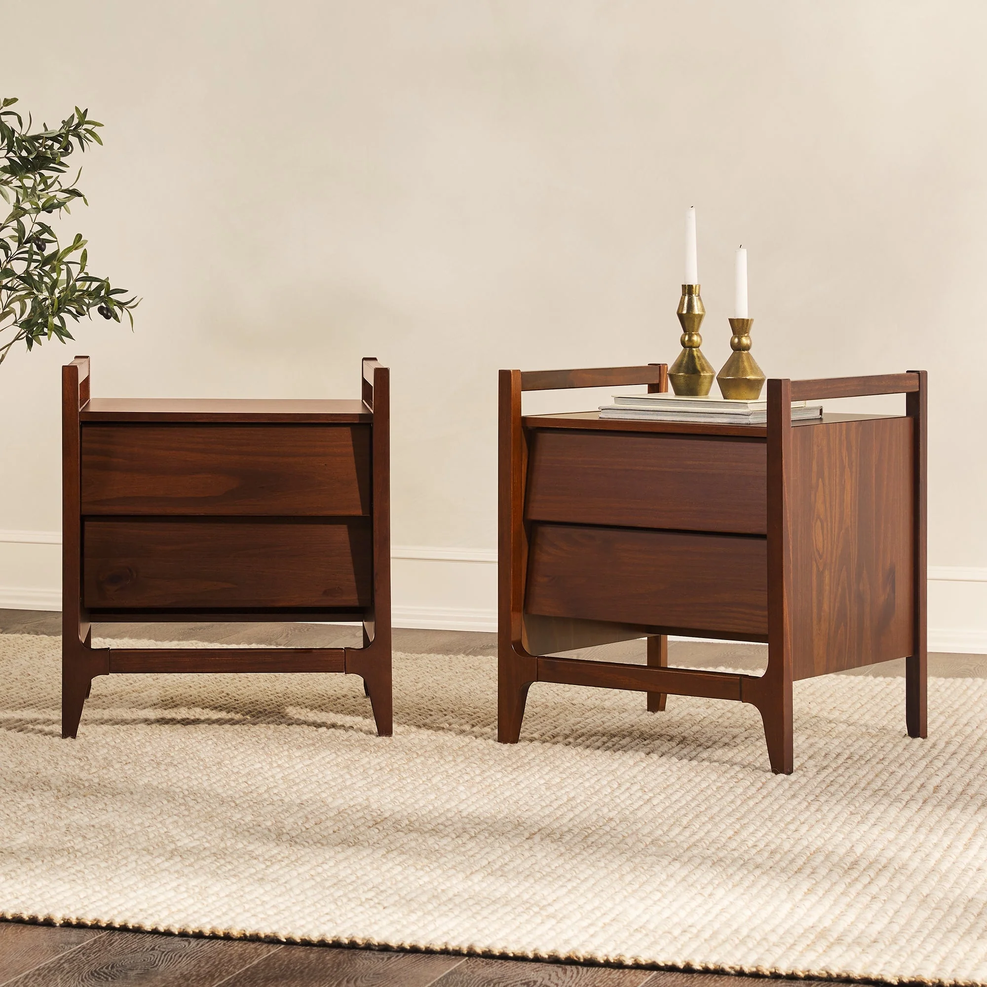 Oswald Mid-Century Modern 2-Drawer Wood Nightstand - Image 16