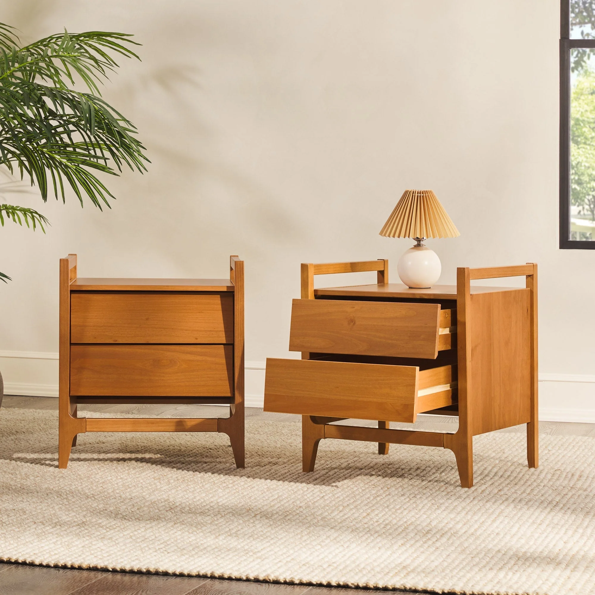 Oswald Mid-Century Modern 2-Drawer Wood Nightstand - Image 21