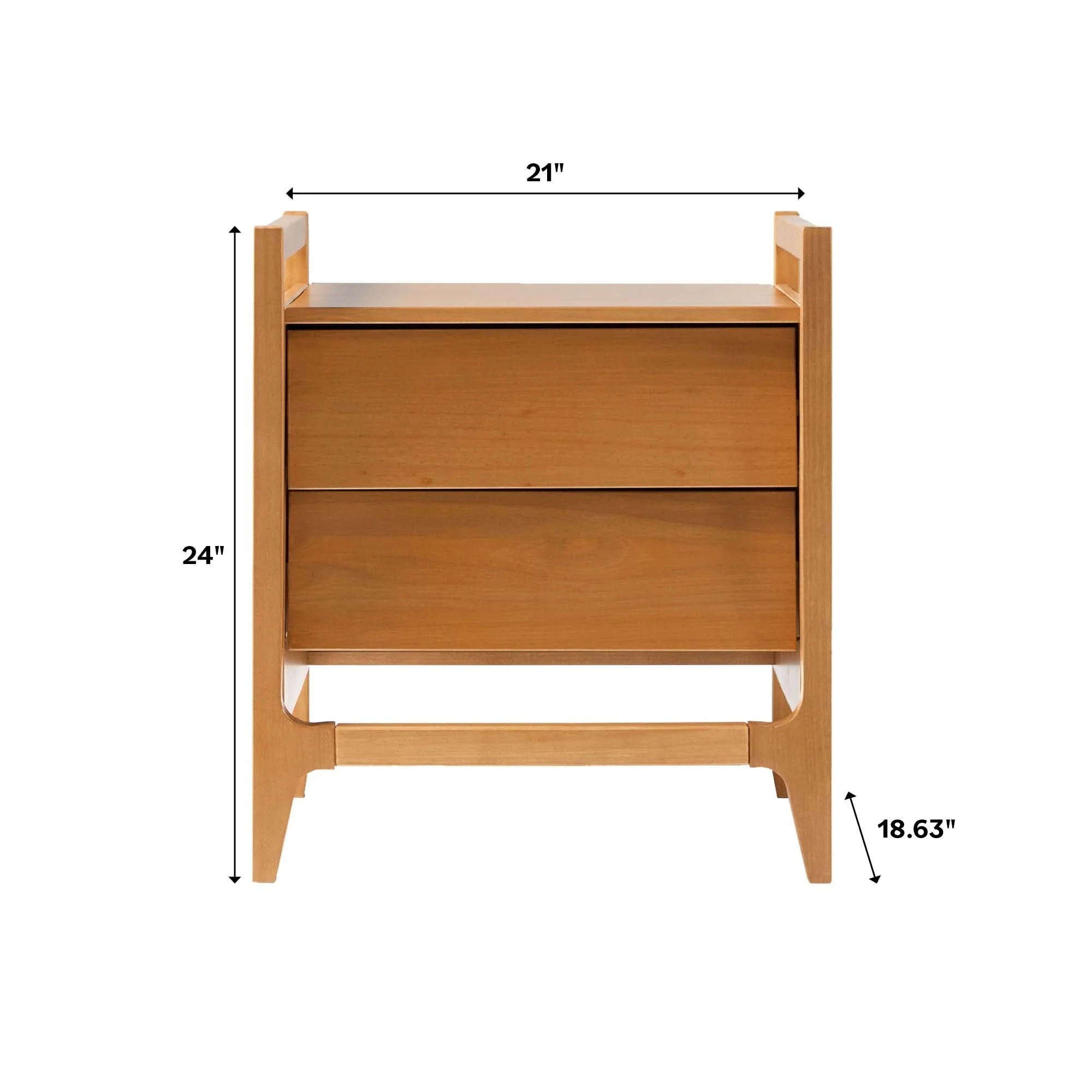 Oswald Mid-Century Modern 2-Drawer Wood Nightstand - Image 5