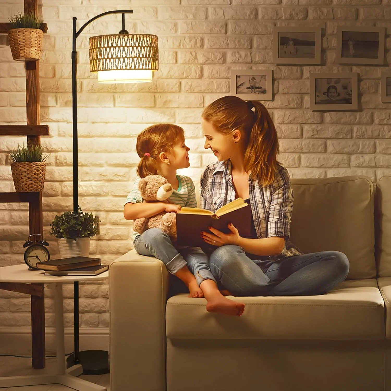 Walker Edison | Boho Arc Floor Lamp for Living Room with 3 Color Temperatures - Image 9
