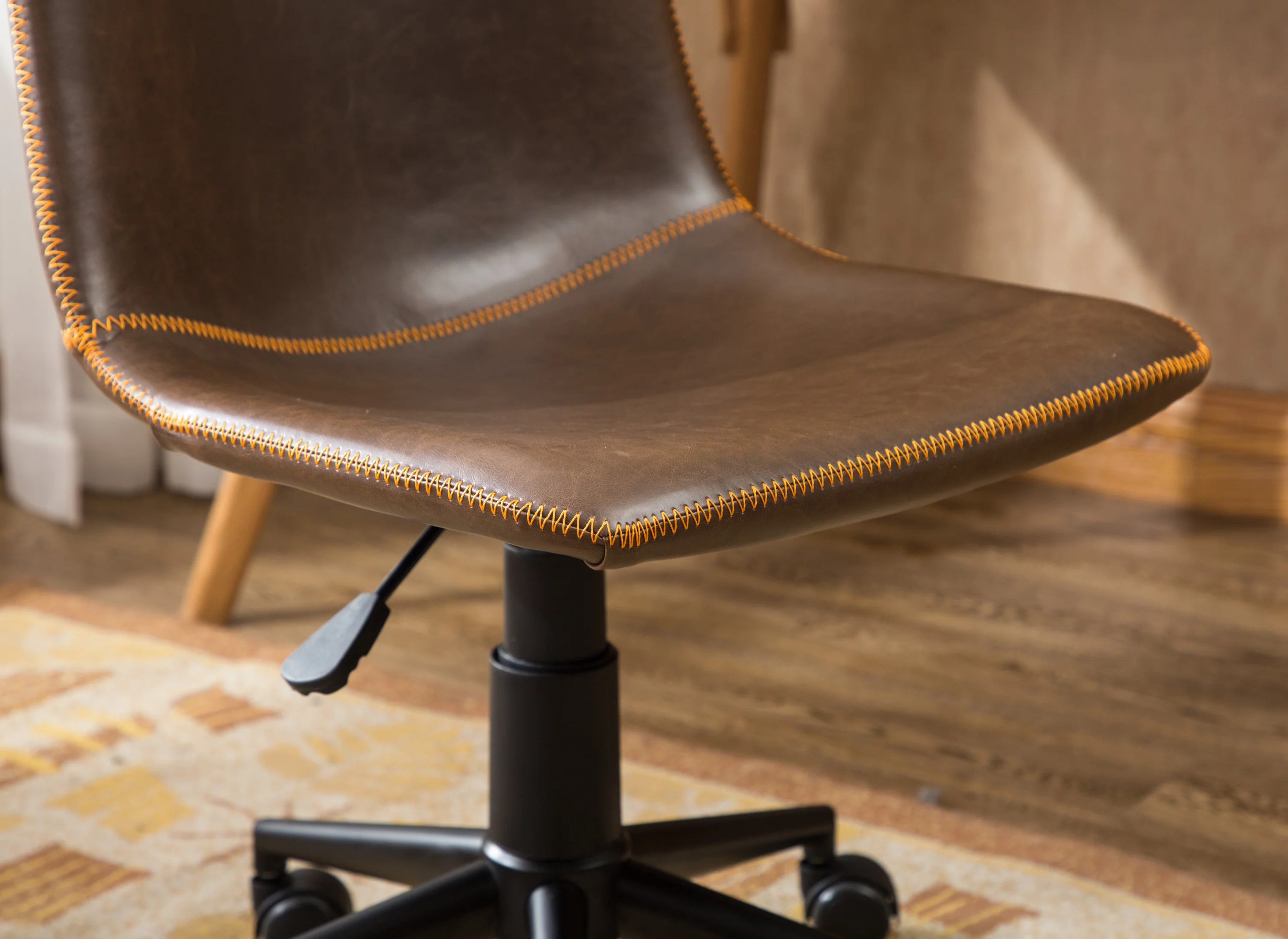 Walker Edison | Cesena Faux Leather 360 Swivel Air Lift Office Chair, Antique Brown - Image 5