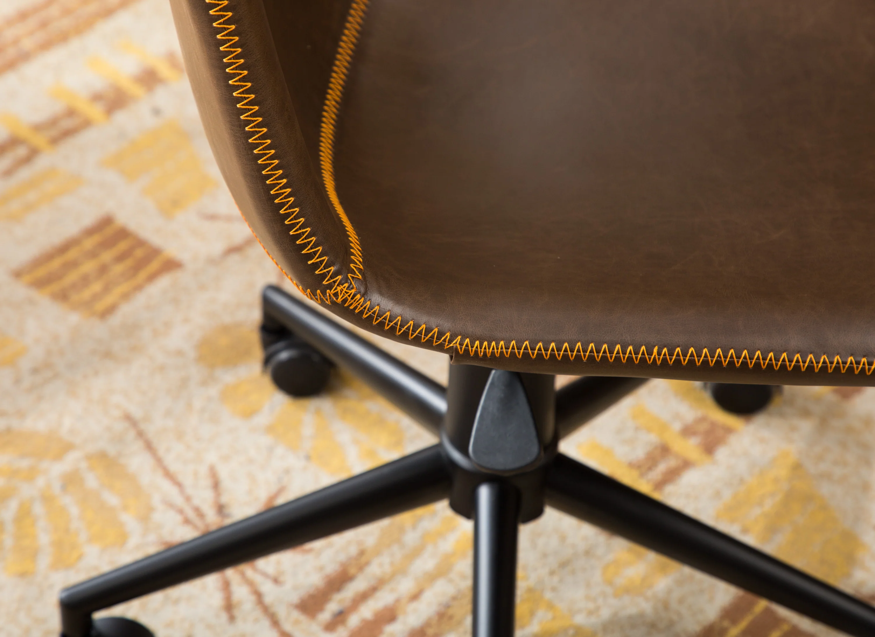 Walker Edison | Cesena Faux Leather 360 Swivel Air Lift Office Chair, Antique Brown - Image 7