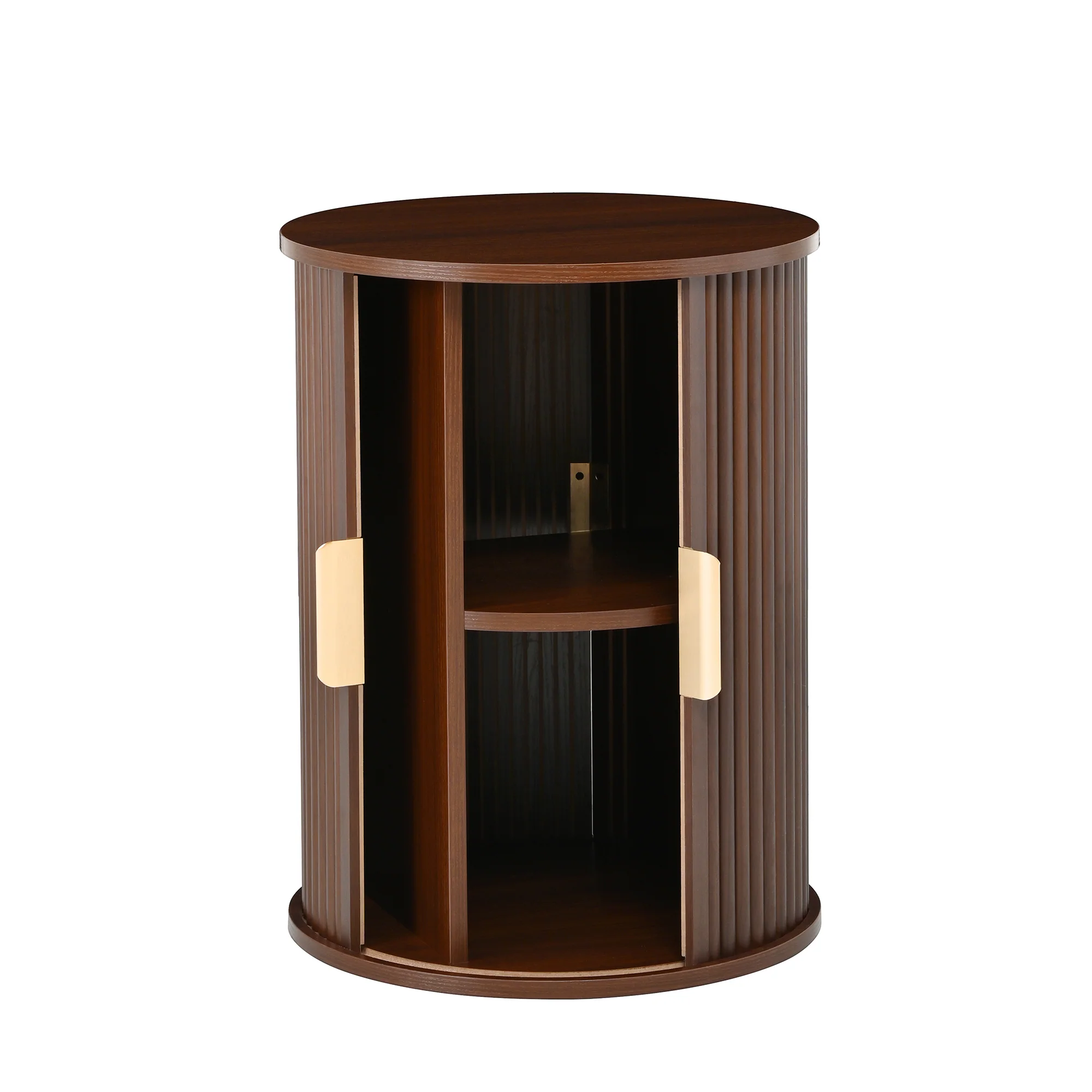 3 Piece Fluted Teak TV Stand & Coffee Table Set with Storage - Image 35