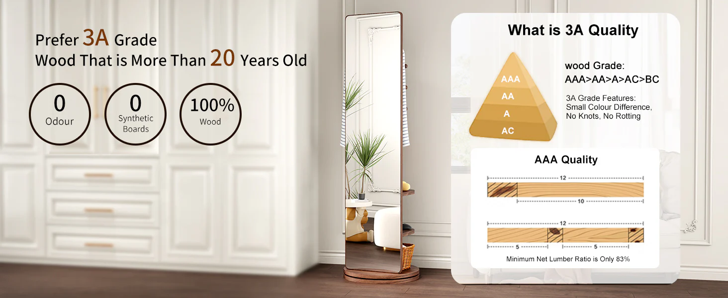 360° Rotating 69'x16' Multifunctional Full Length Mirror with Storage - Image 10