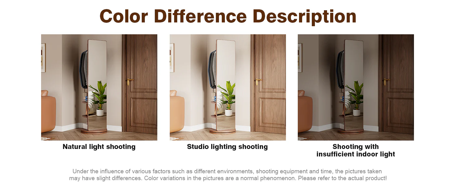 360° Rotating 69'x16' Multifunctional Full Length Mirror with Storage - Image 15