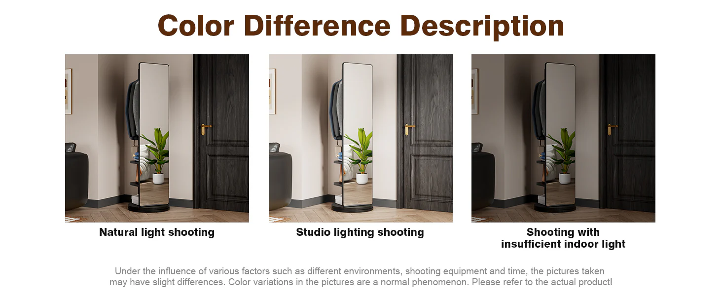 360° Rotating 69'x16' Multifunctional Full Length Mirror with Storage - Image 36