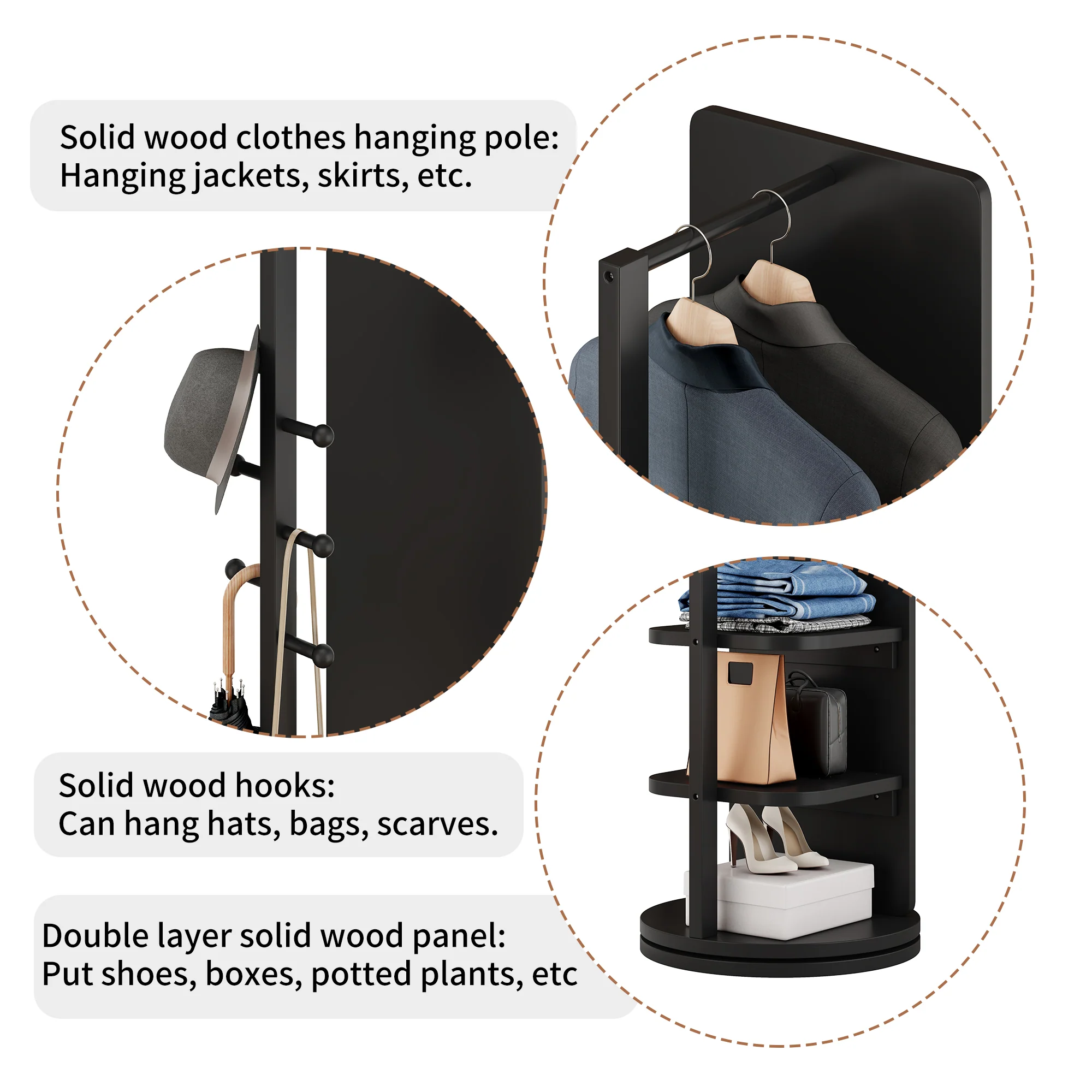 360° Rotating 69'x16' Multifunctional Full Length Mirror with Storage - Image 38