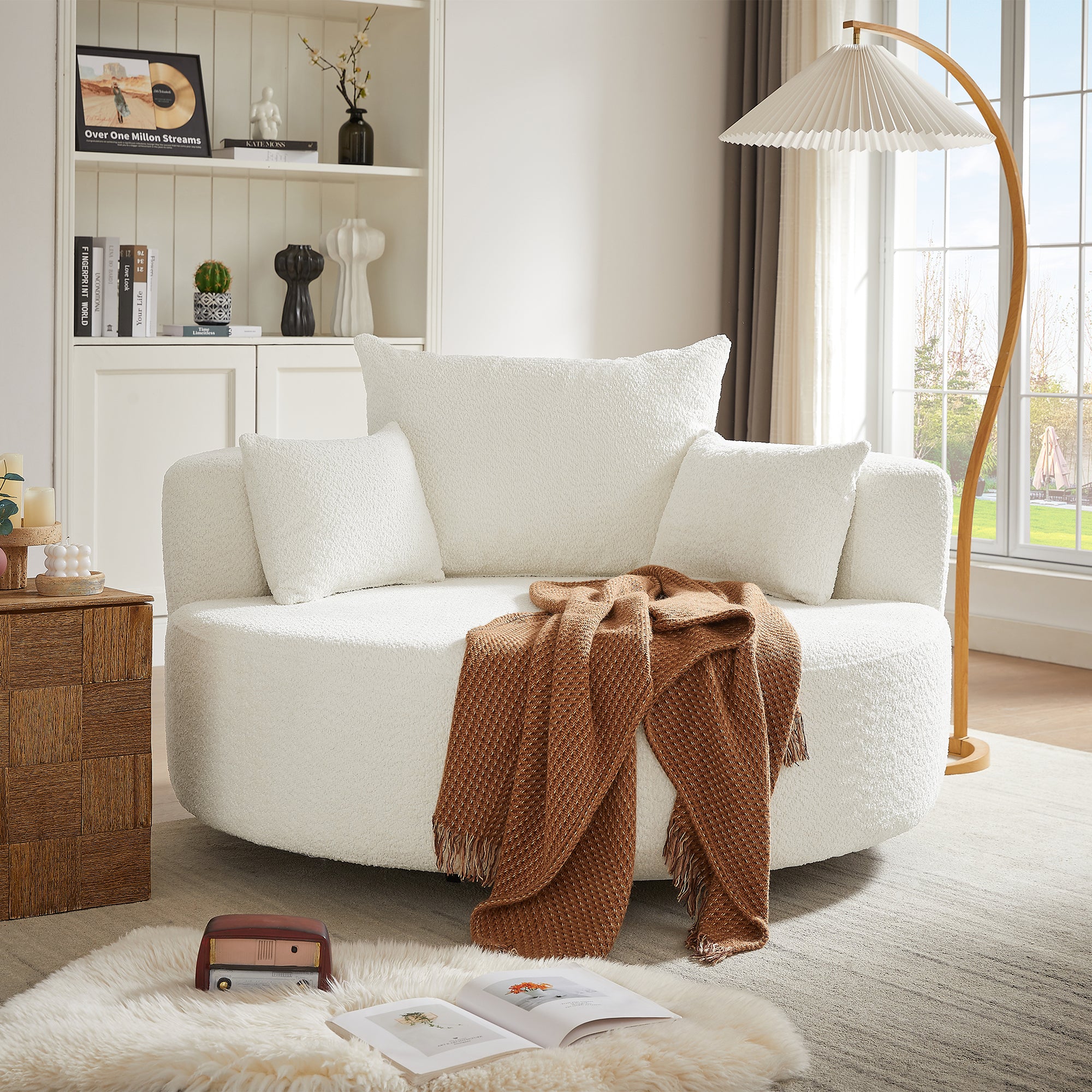 Walker Edison | 360° Swivel Accent Round Sofa Chair with Pillows - Image 8