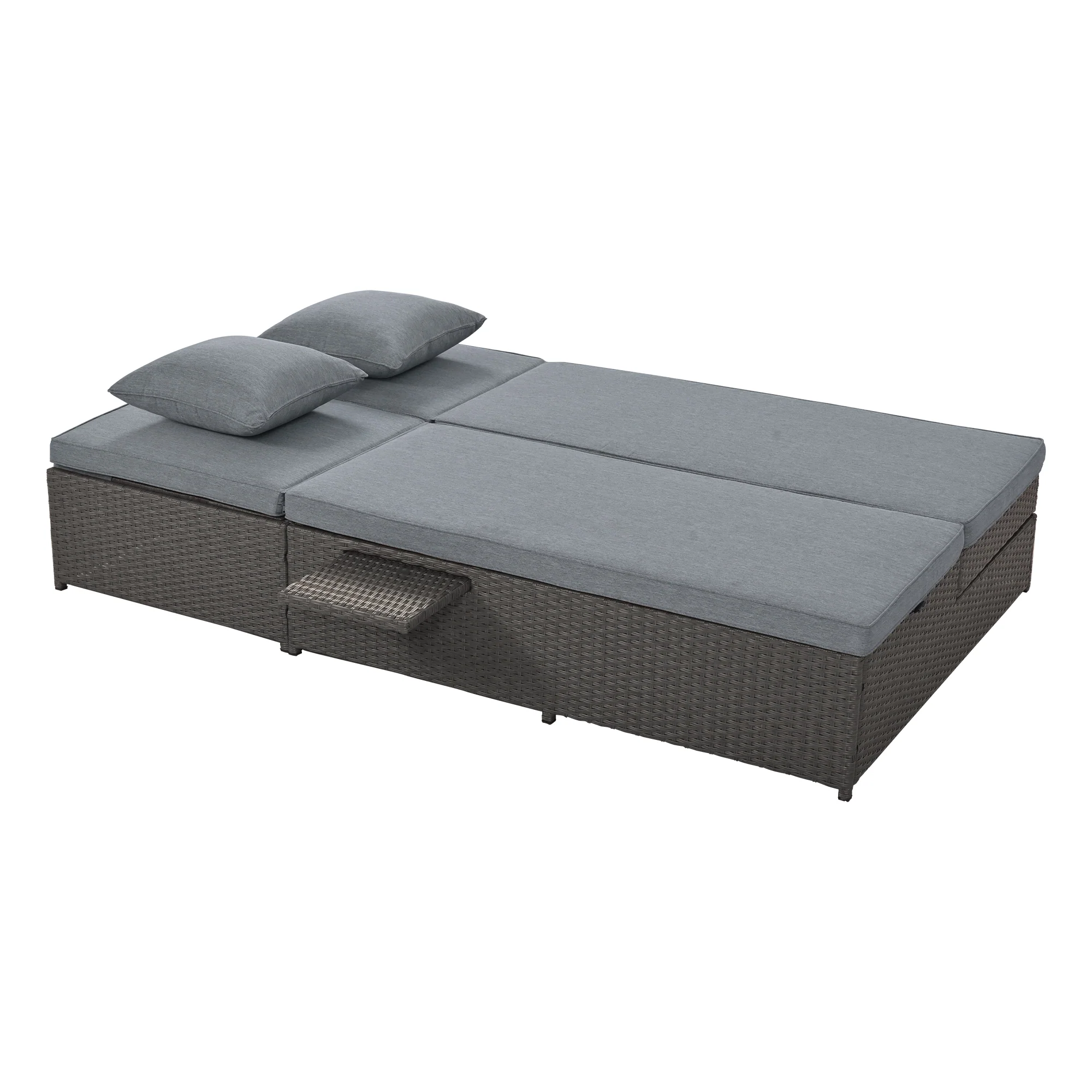 Walker Edison | Wicker Outdoor Double Sunbed Set - Image 11