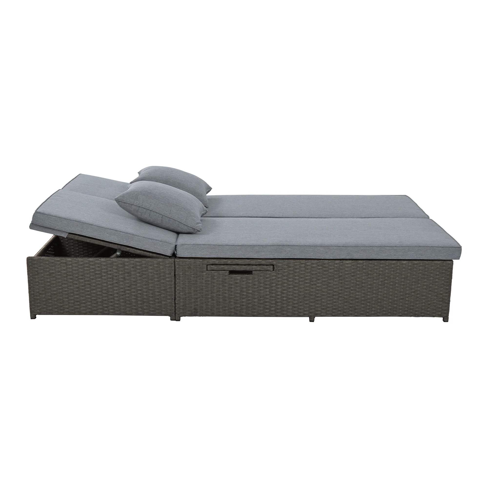 Walker Edison | Wicker Outdoor Double Sunbed Set - Image 12