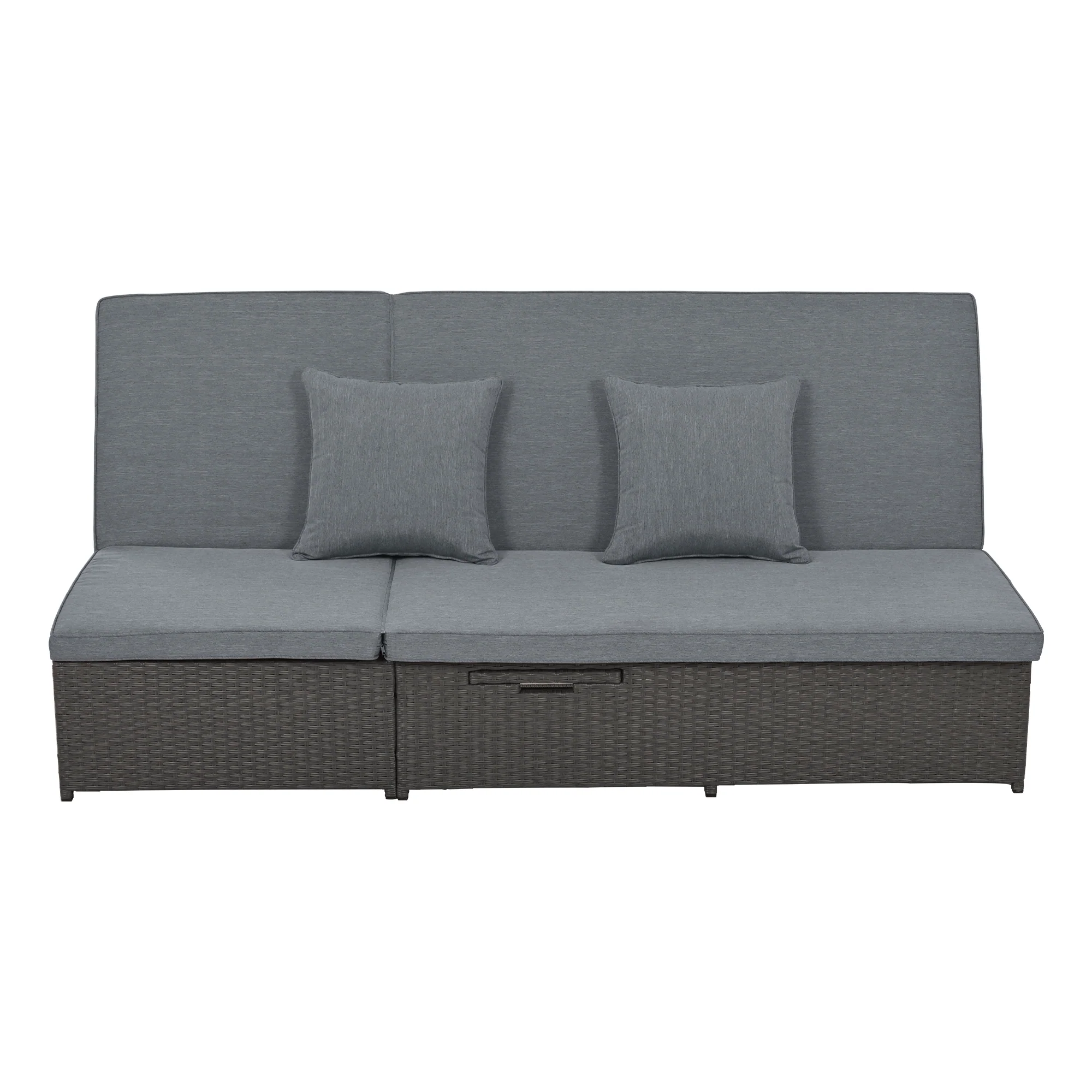 Walker Edison | Wicker Outdoor Double Sunbed Set - Image 14