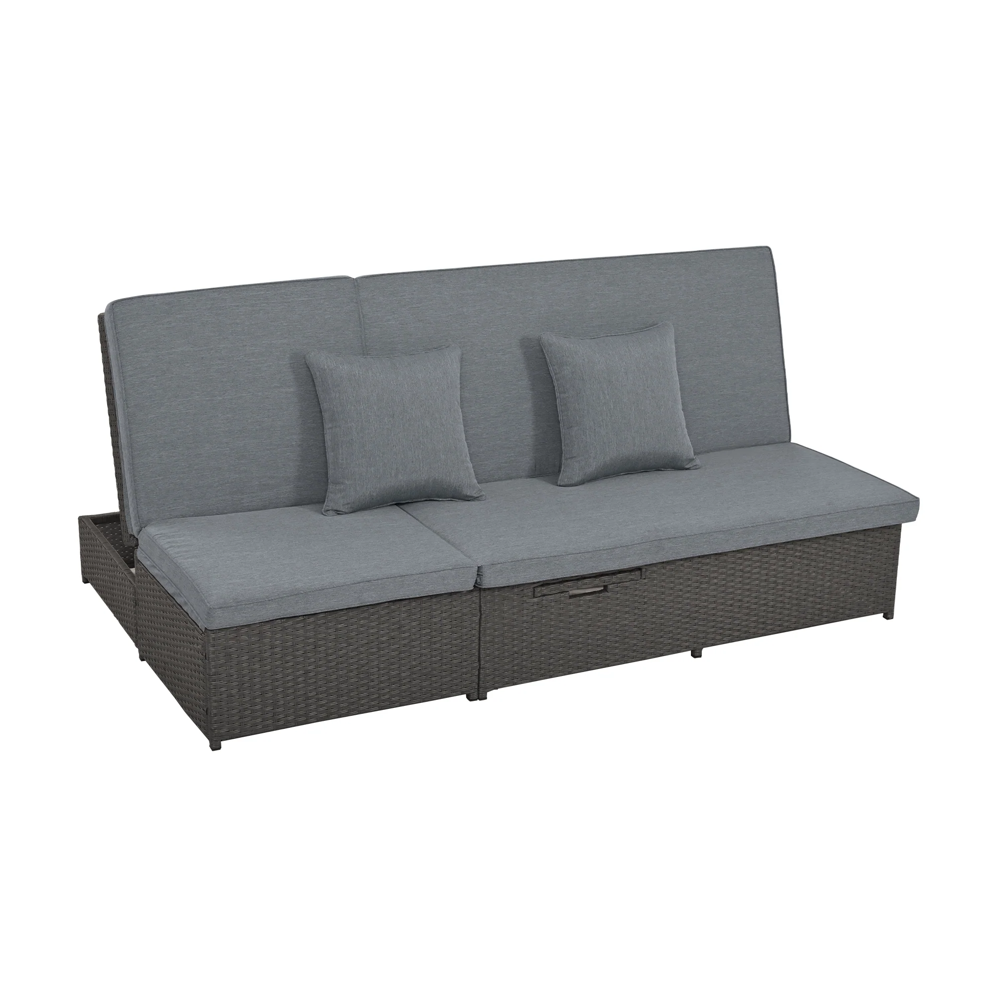 Walker Edison | Wicker Outdoor Double Sunbed Set - Image 15
