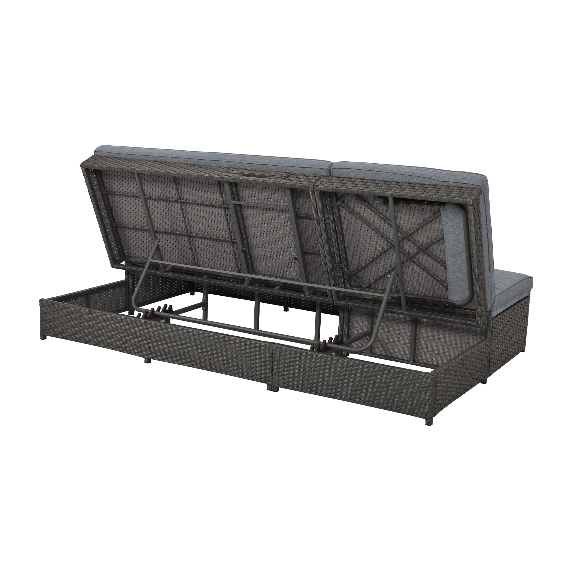 Walker Edison | Wicker Outdoor Double Sunbed Set - Image 17