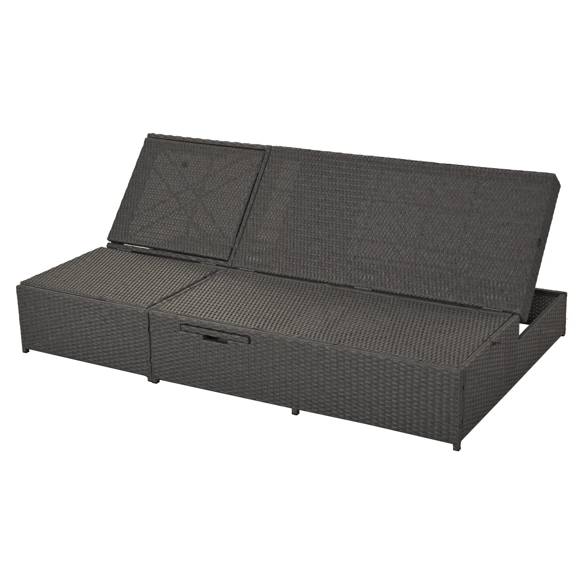 Walker Edison | Wicker Outdoor Double Sunbed Set - Image 19