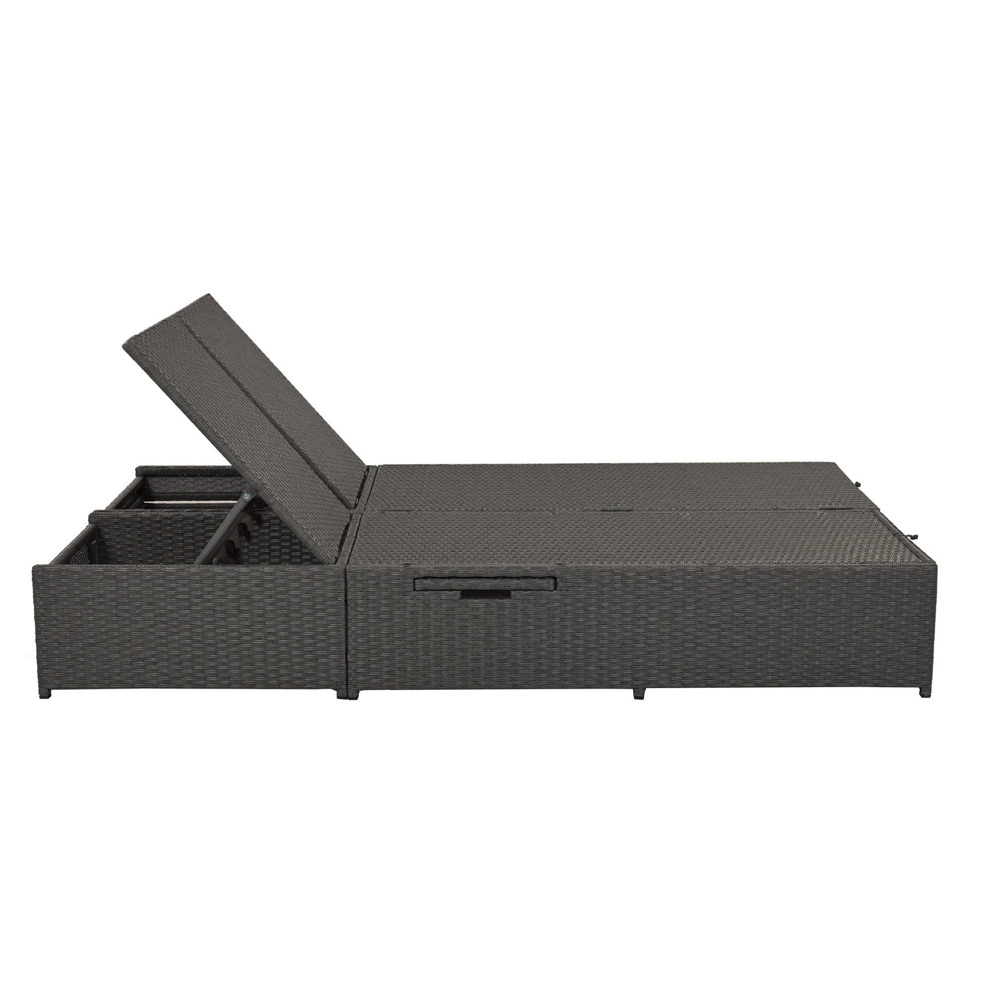 Walker Edison | Wicker Outdoor Double Sunbed Set - Image 23