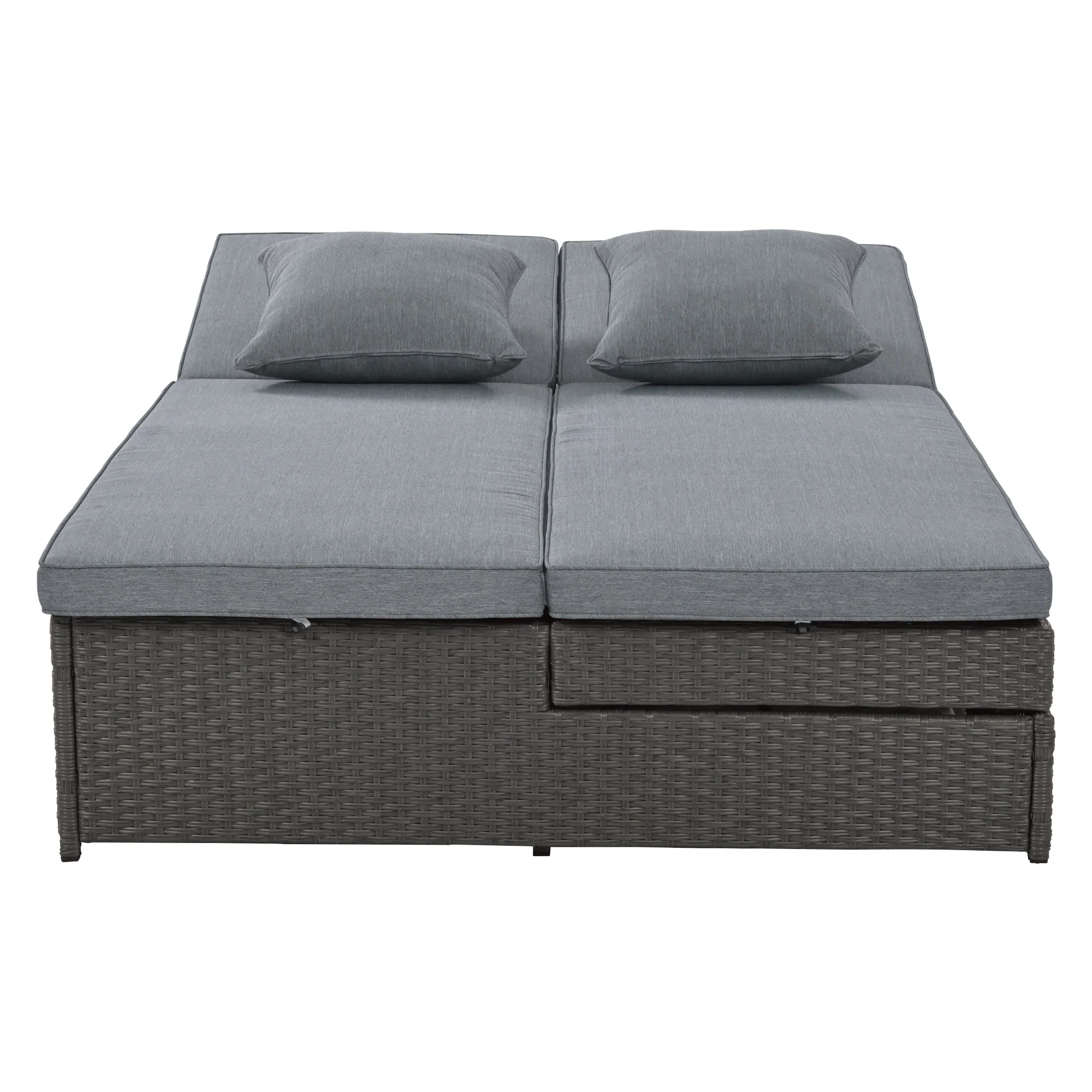 Walker Edison | Wicker Outdoor Double Sunbed Set - Image 9