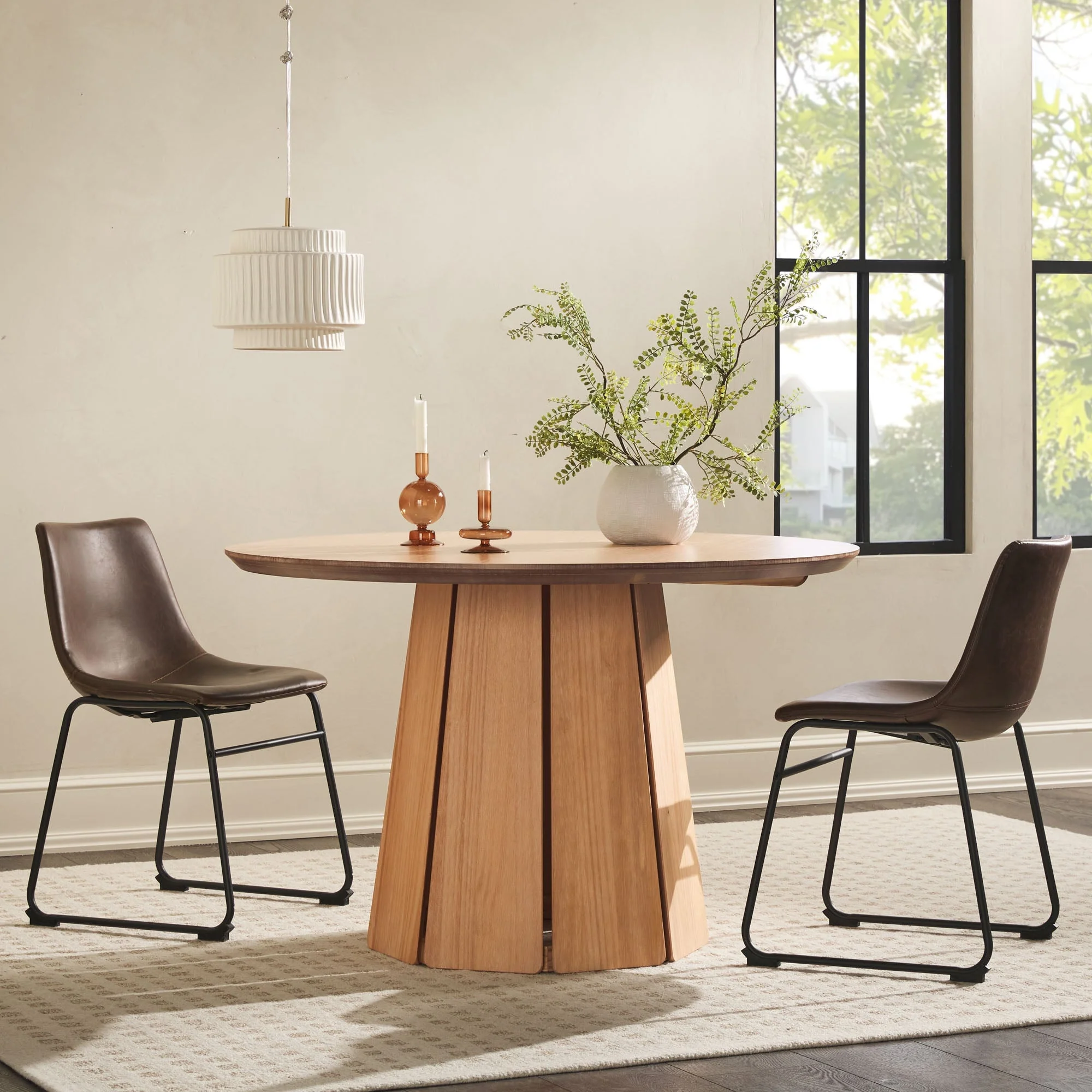 Koa 48" Round Solid Wood Pedestal Dining Table - Image 16