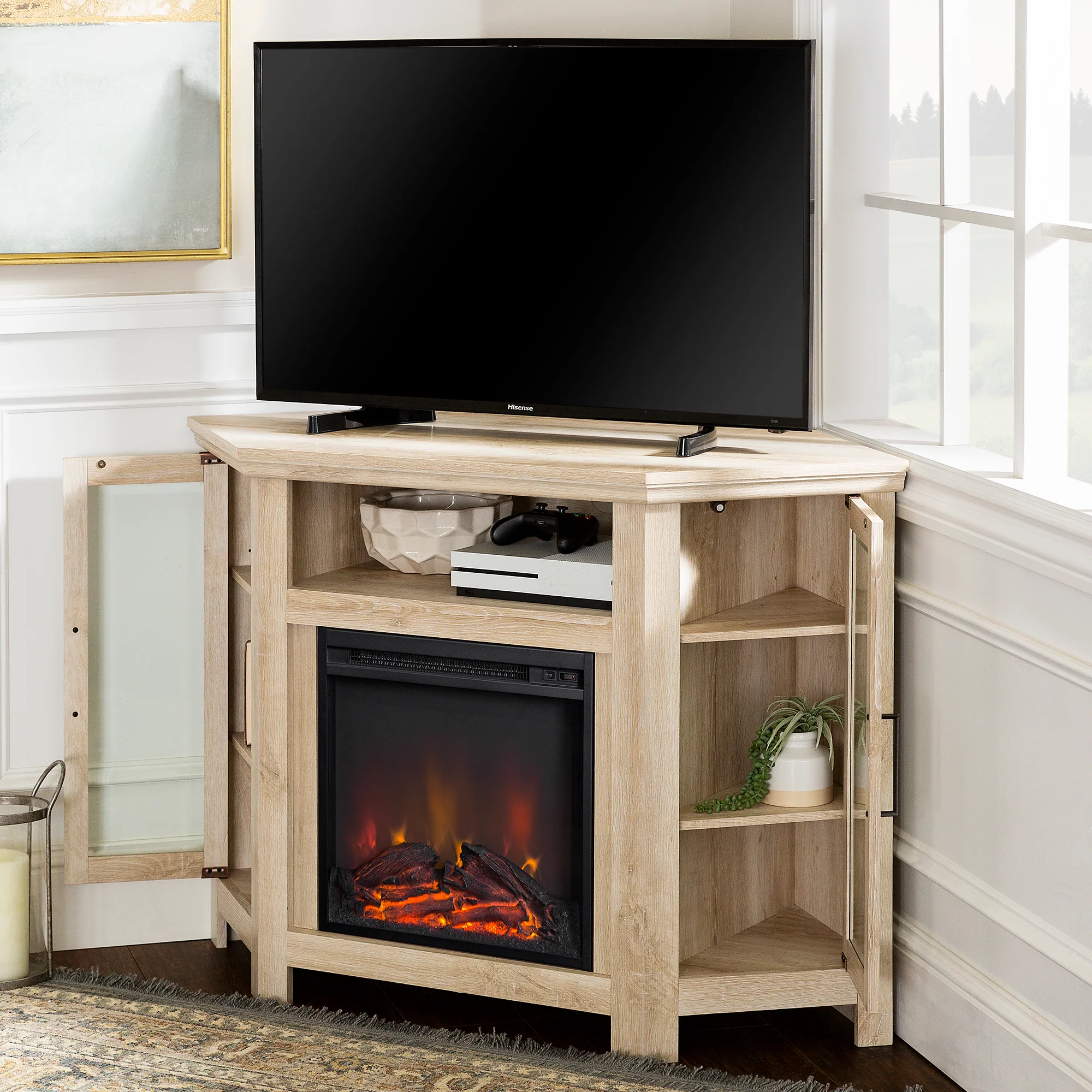 Barn 48" Wood Corner Fireplace TV Stand - Image 8