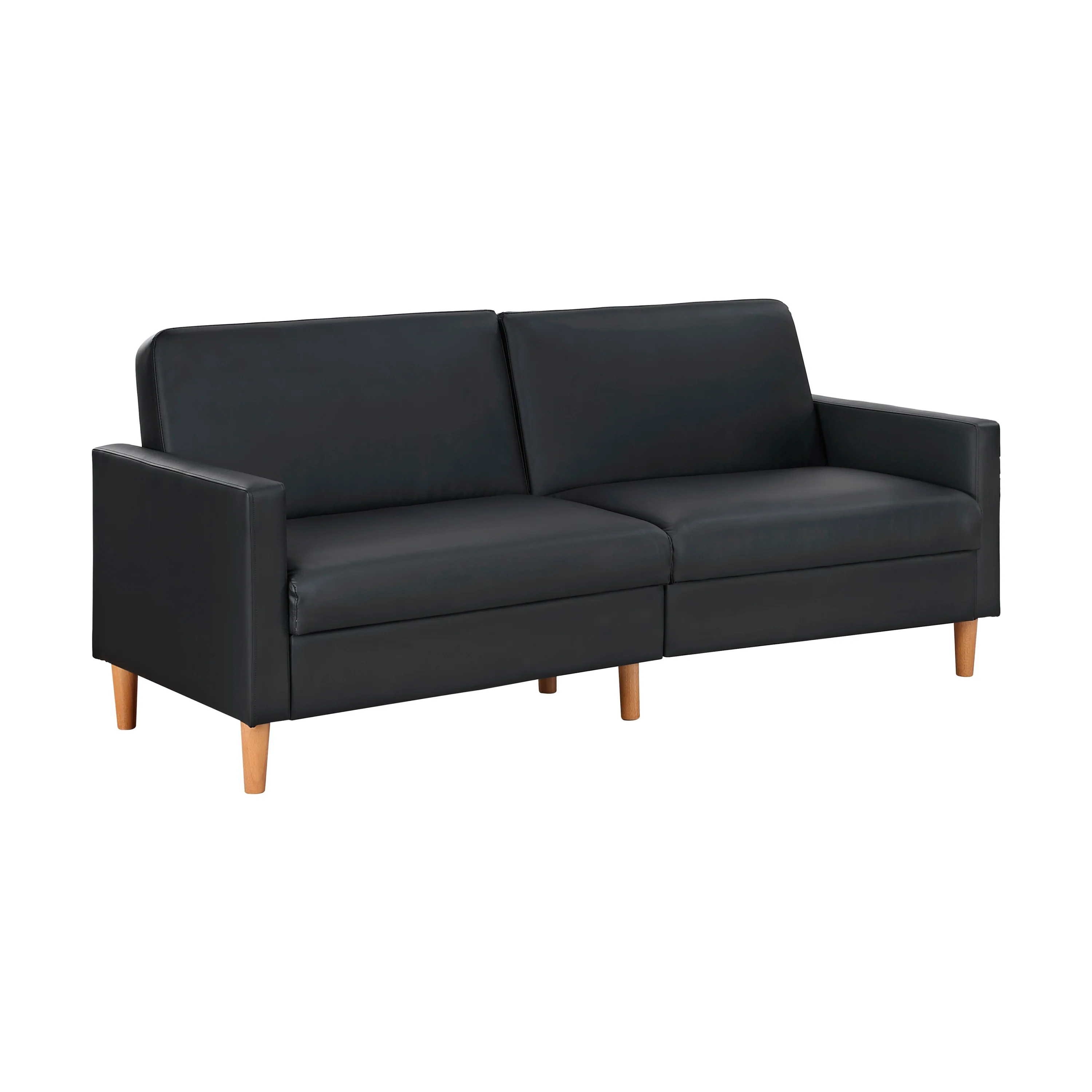 Walker Edison | Black Faux Leather Comfort Sleeper Sofa - Image 6