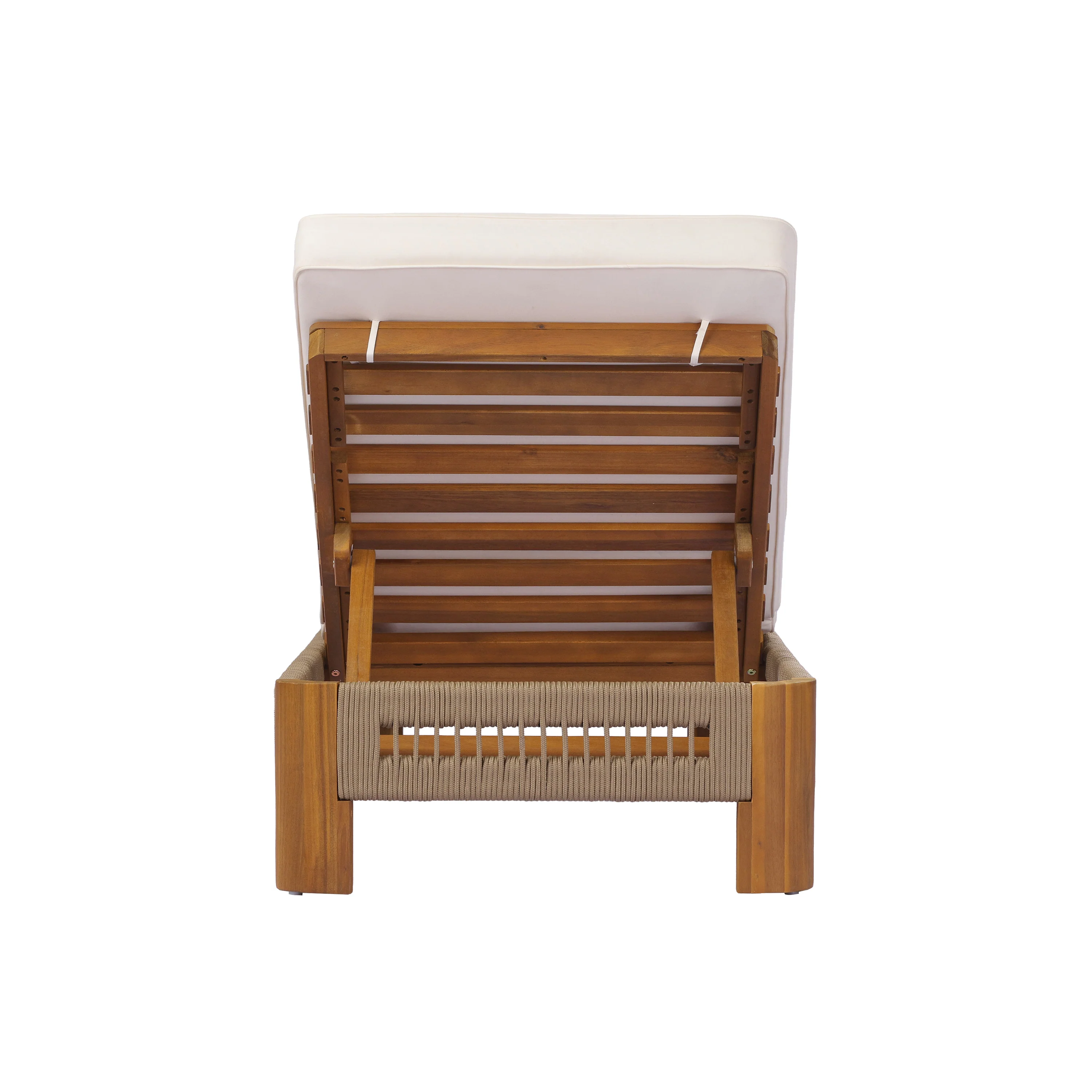 Handwoven Rope Accents Acacia Wood Outdoor Chaise Lounge - Image 6