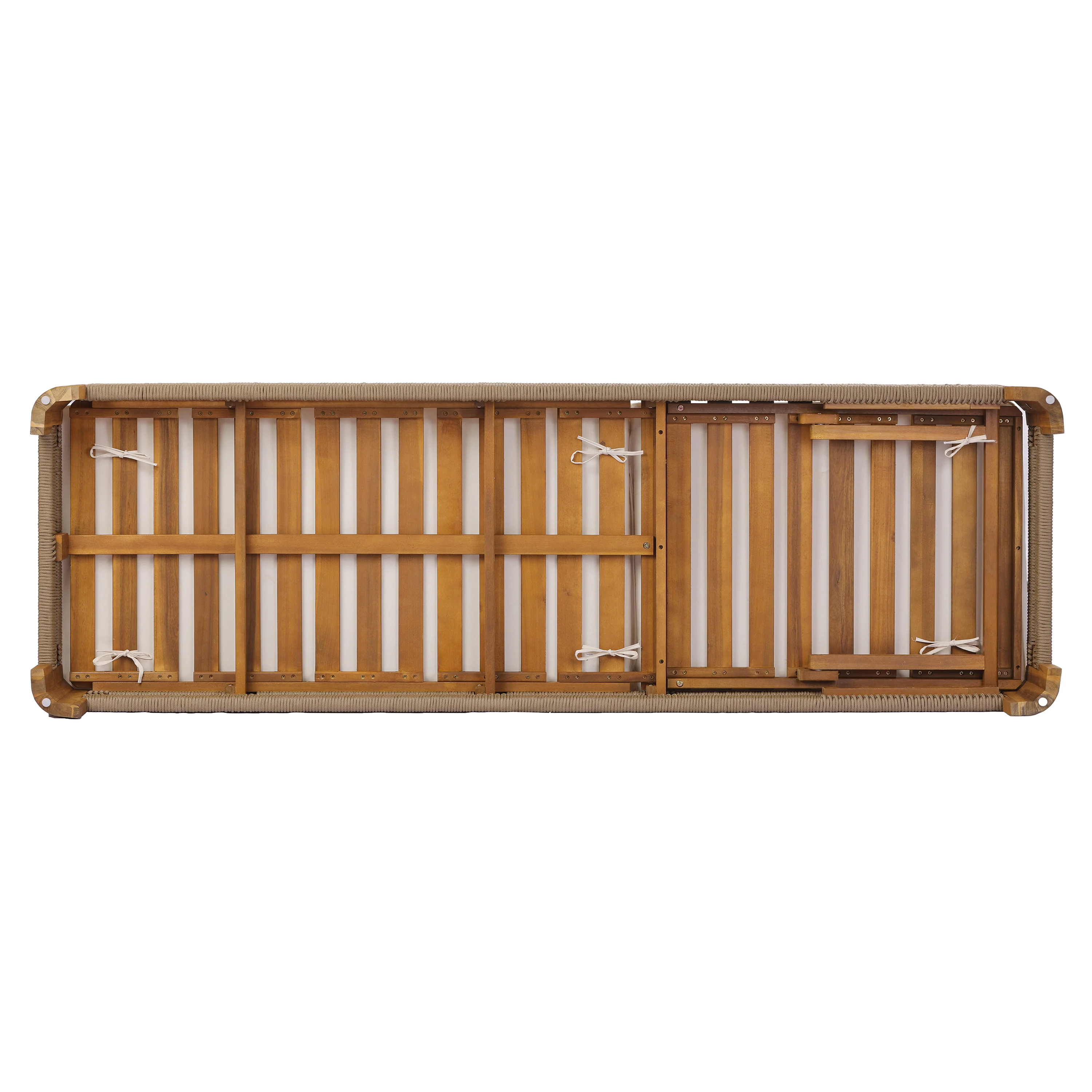 Handwoven Rope Accents Acacia Wood Outdoor Chaise Lounge - Image 9