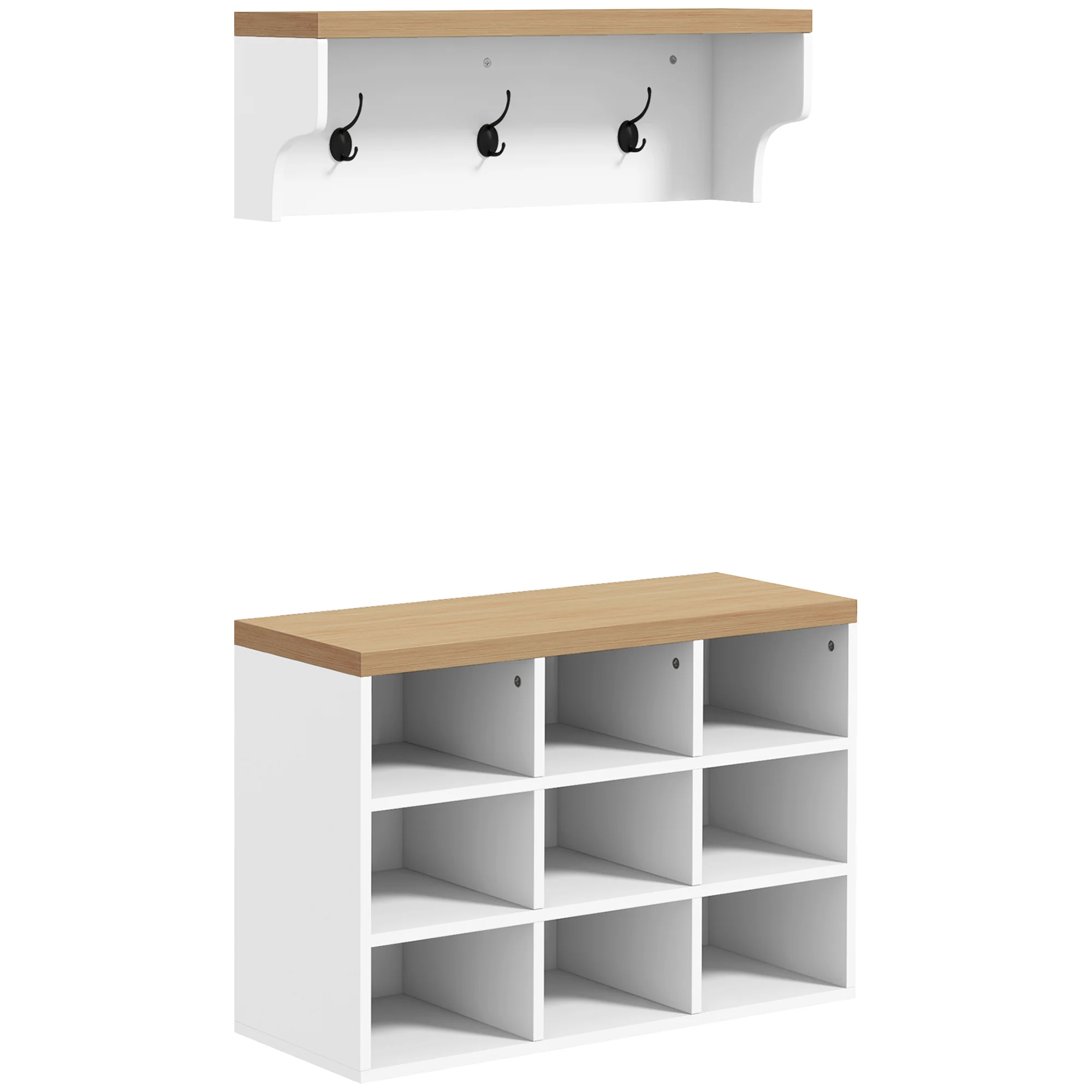 Walker Edison | Entryway 2-in-1 Coat Rack and Shoe Bench Set - Image 3