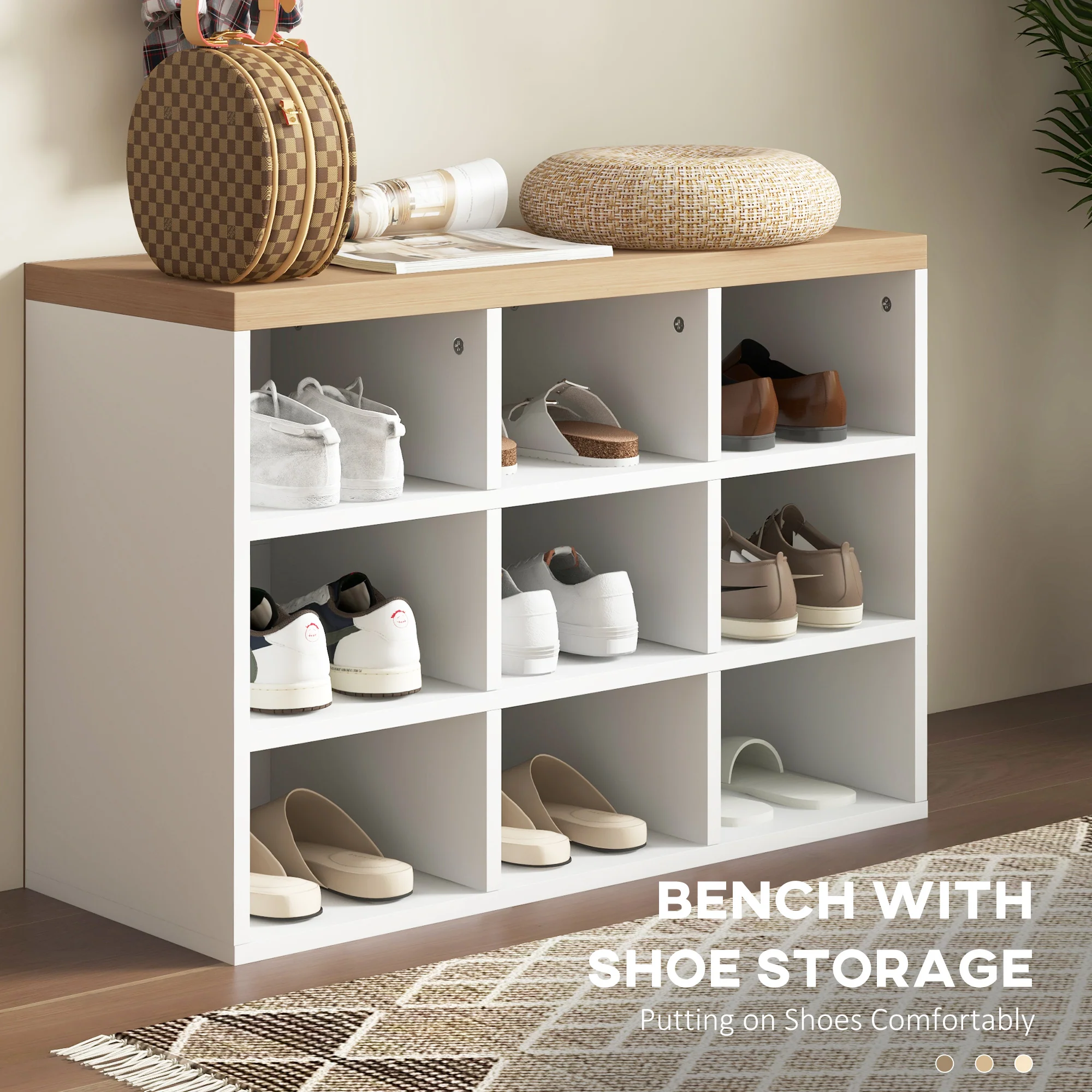 Walker Edison | Entryway 2-in-1 Coat Rack and Shoe Bench Set - Image 8