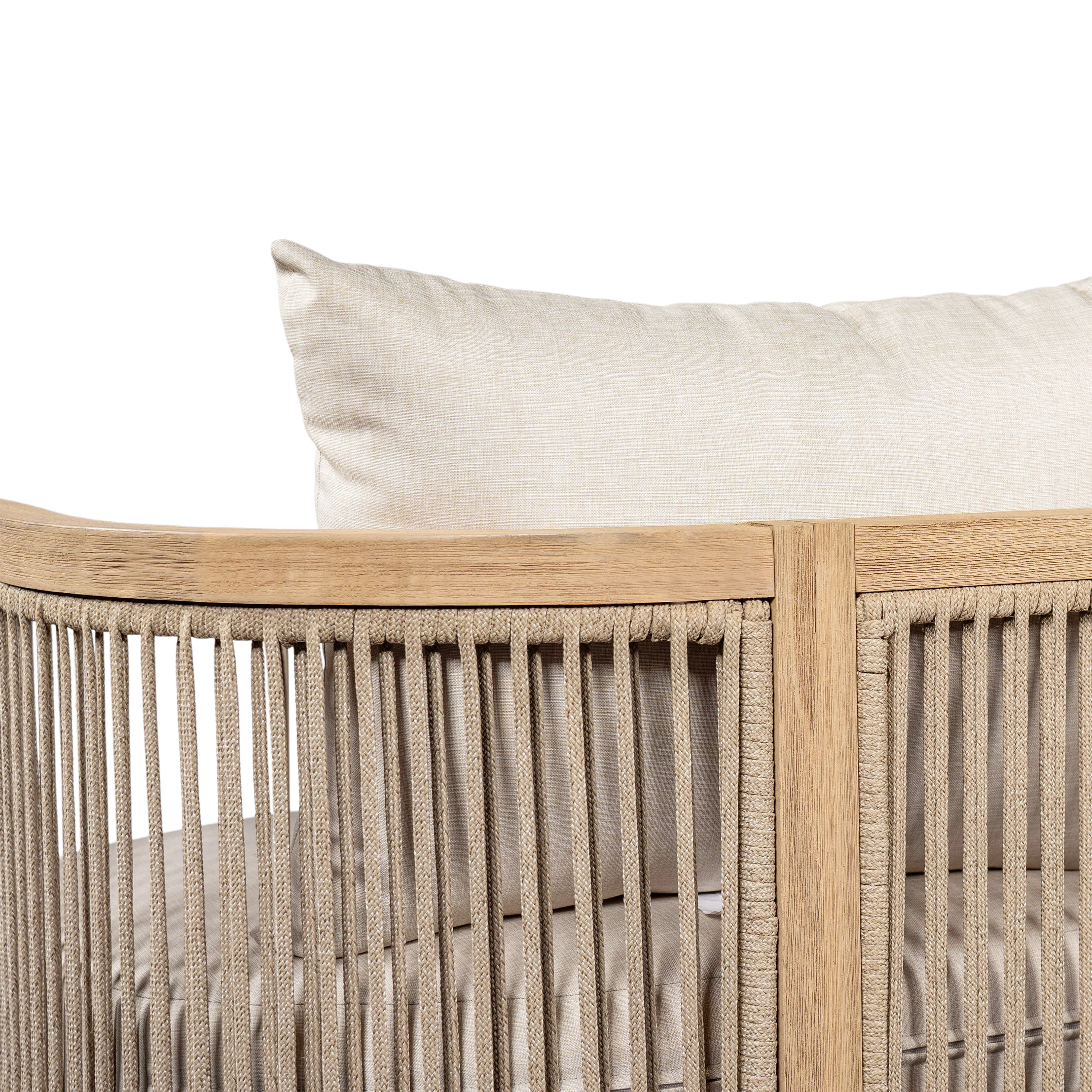 Walker Edison | 54.4'' Outdoor Acacia Wood Loveseat with Cushions - Image 11