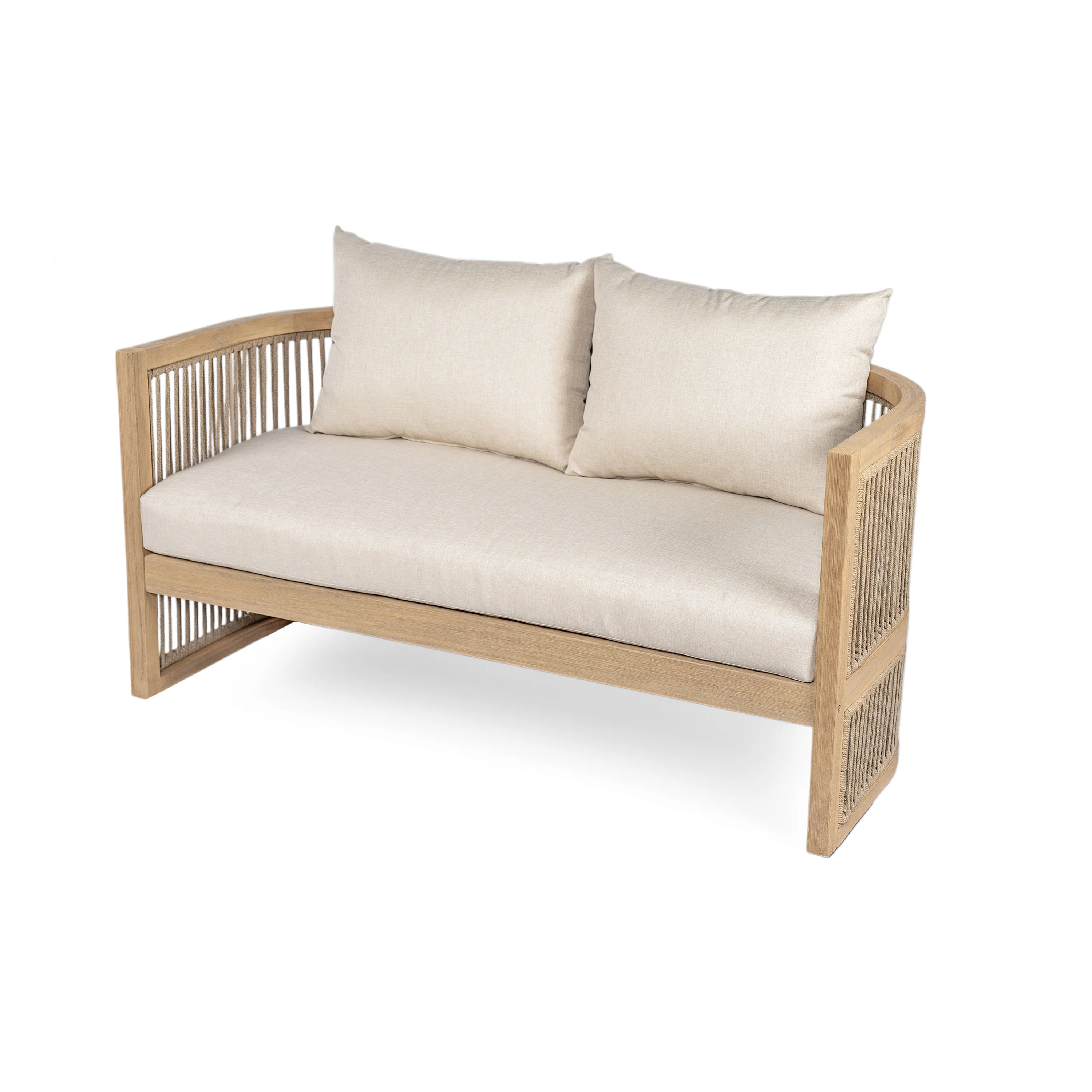 Walker Edison | 54.4'' Outdoor Acacia Wood Loveseat with Cushions - Image 4