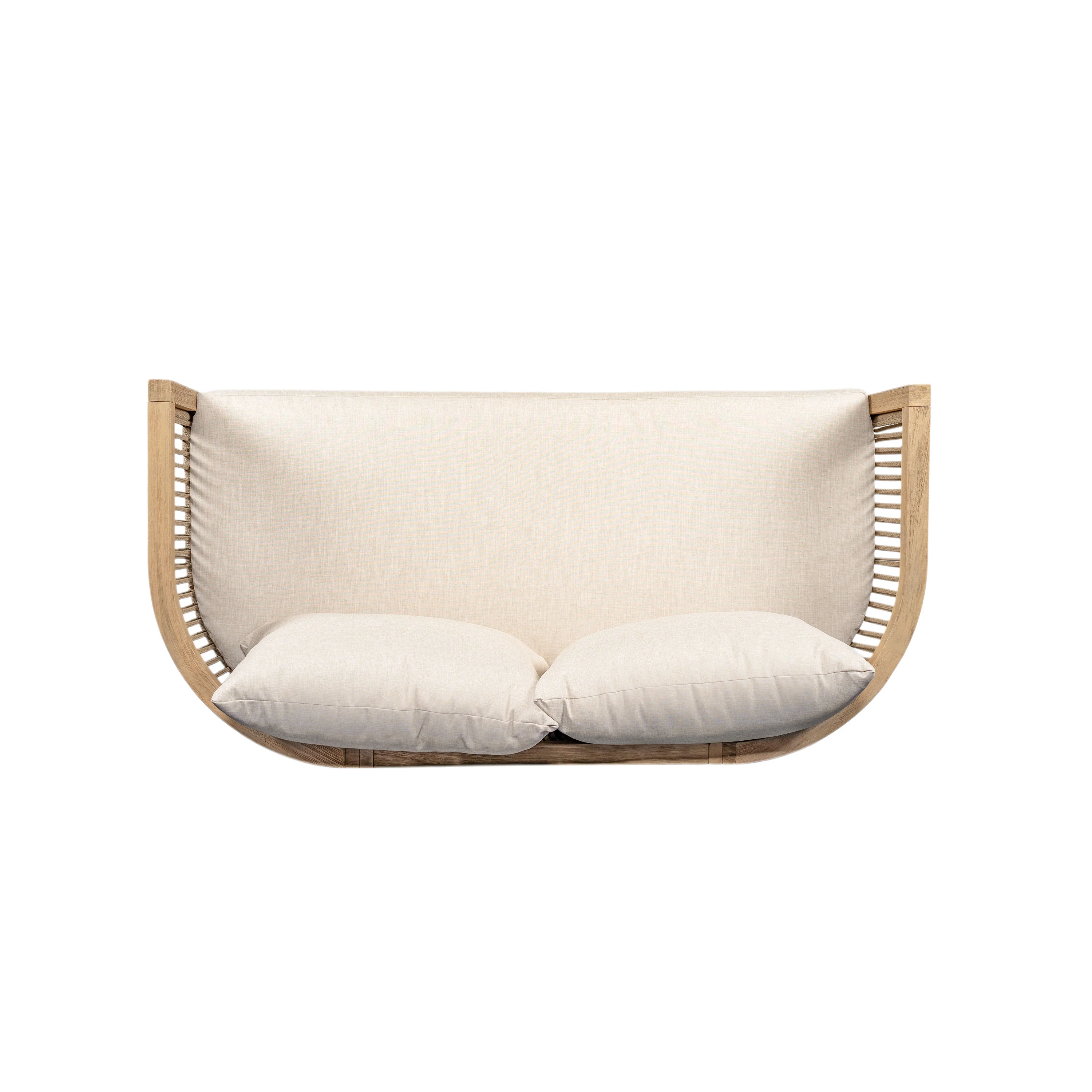 Walker Edison | 54.4'' Outdoor Acacia Wood Loveseat with Cushions - Image 5