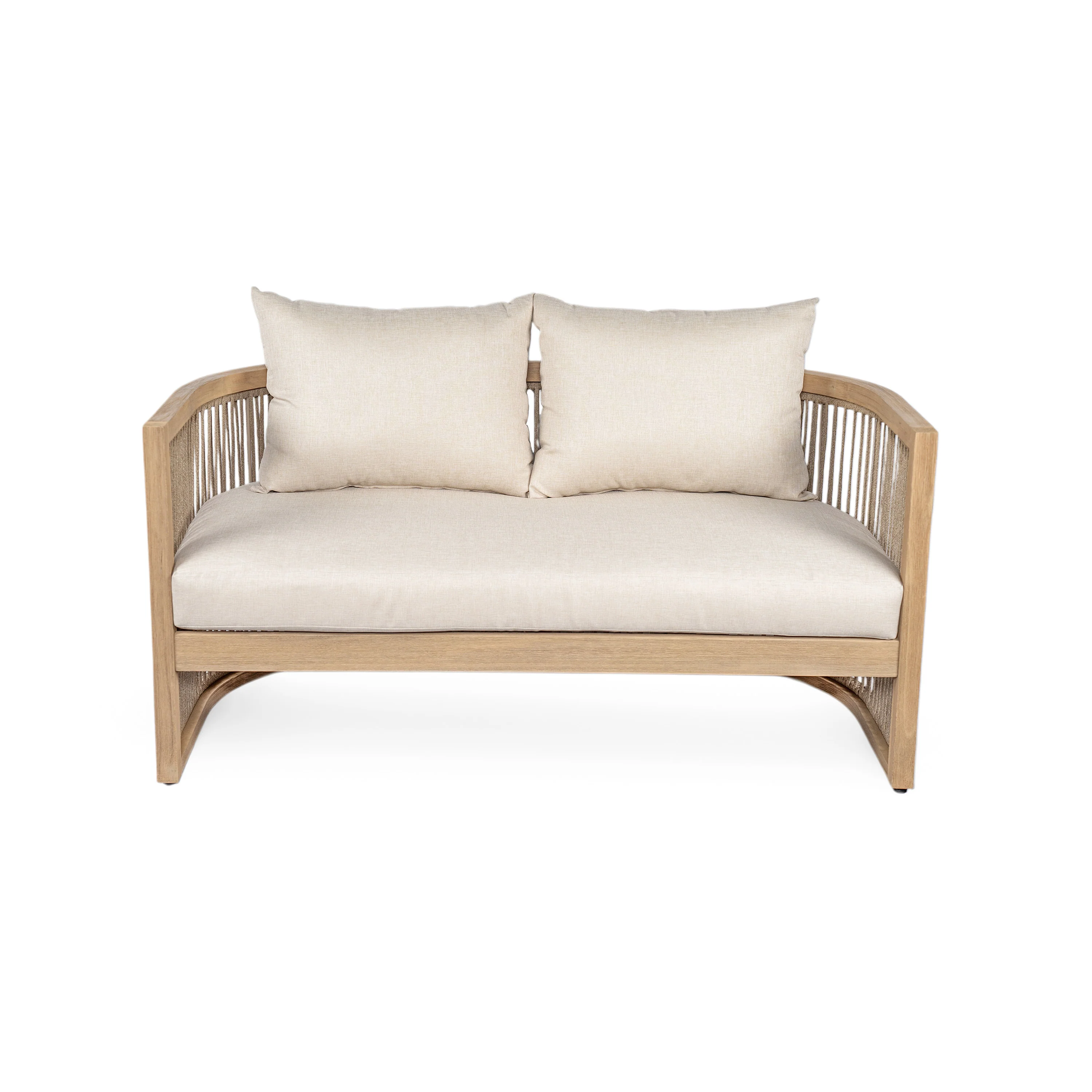 Walker Edison | 54.4'' Outdoor Acacia Wood Loveseat with Cushions - Image 6