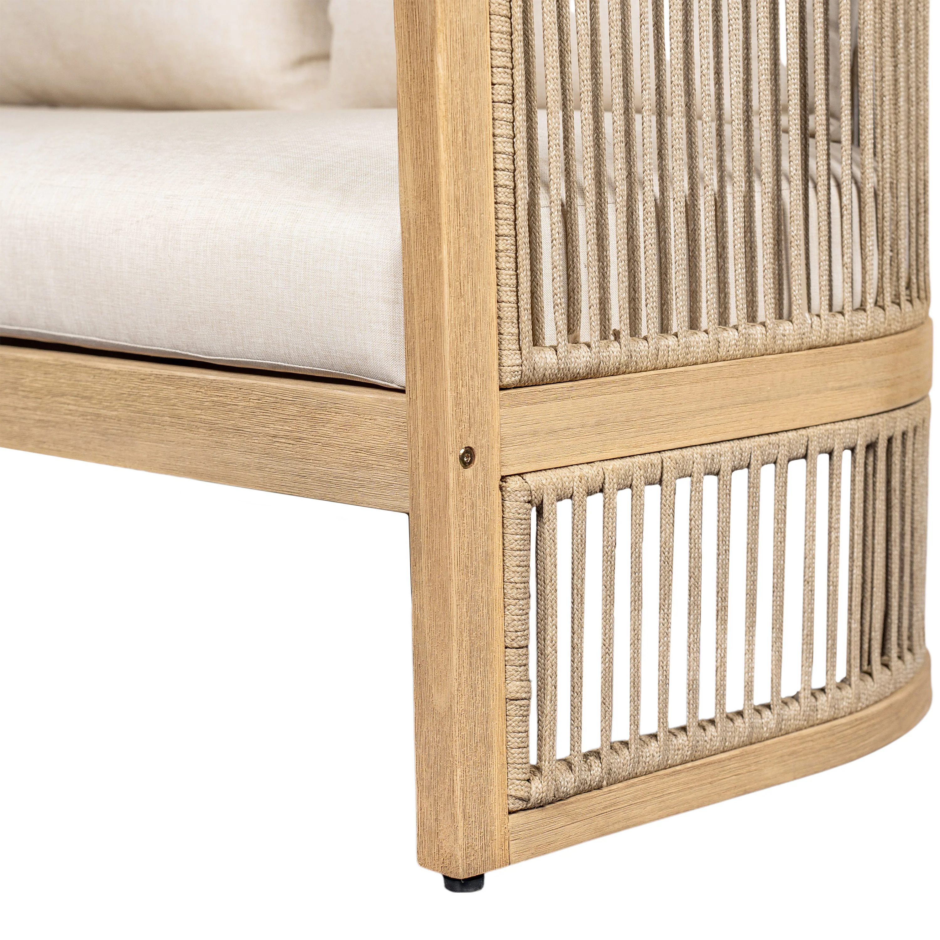 Walker Edison | 54.4'' Outdoor Acacia Wood Loveseat with Cushions - Image 7