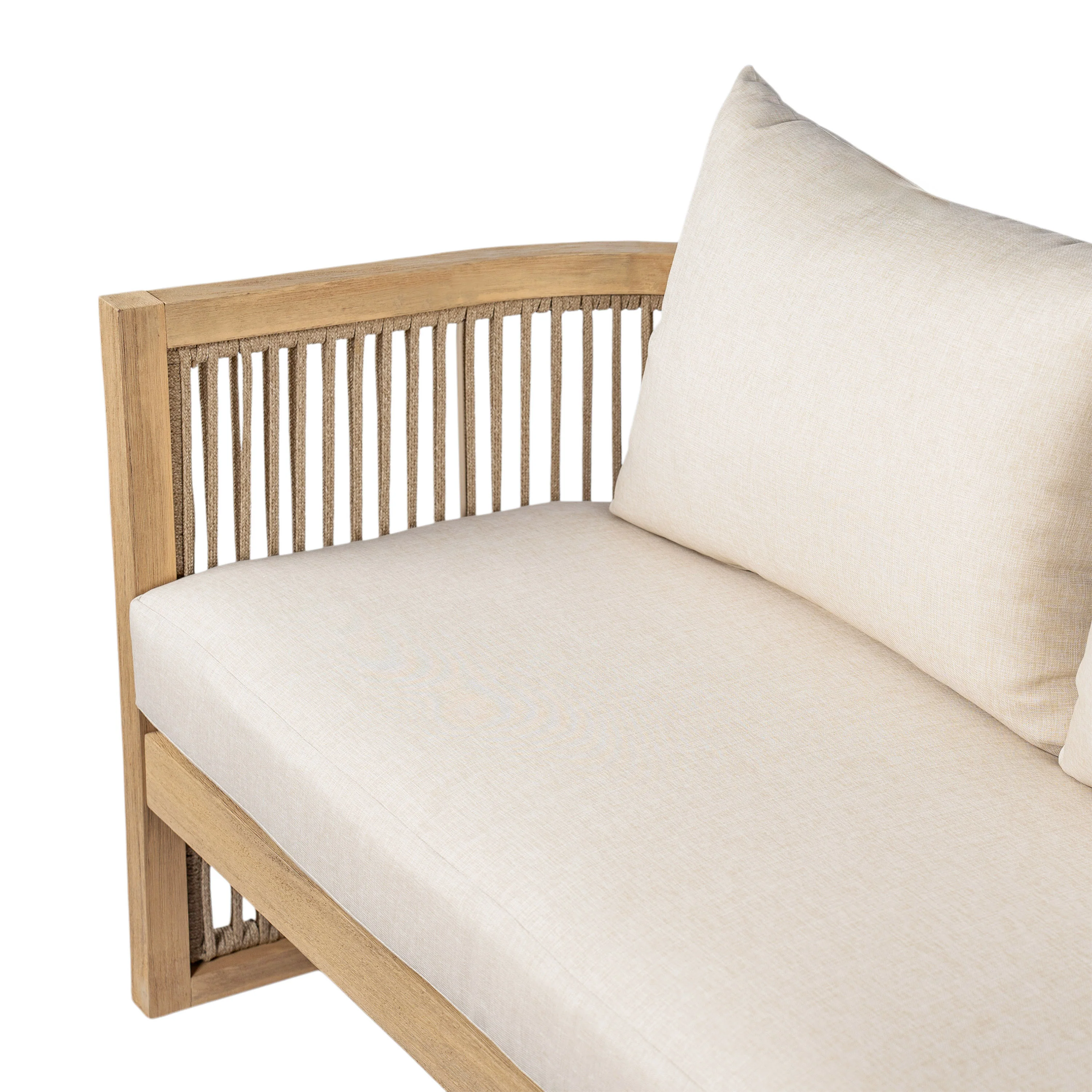 Walker Edison | 54.4'' Outdoor Acacia Wood Loveseat with Cushions - Image 8