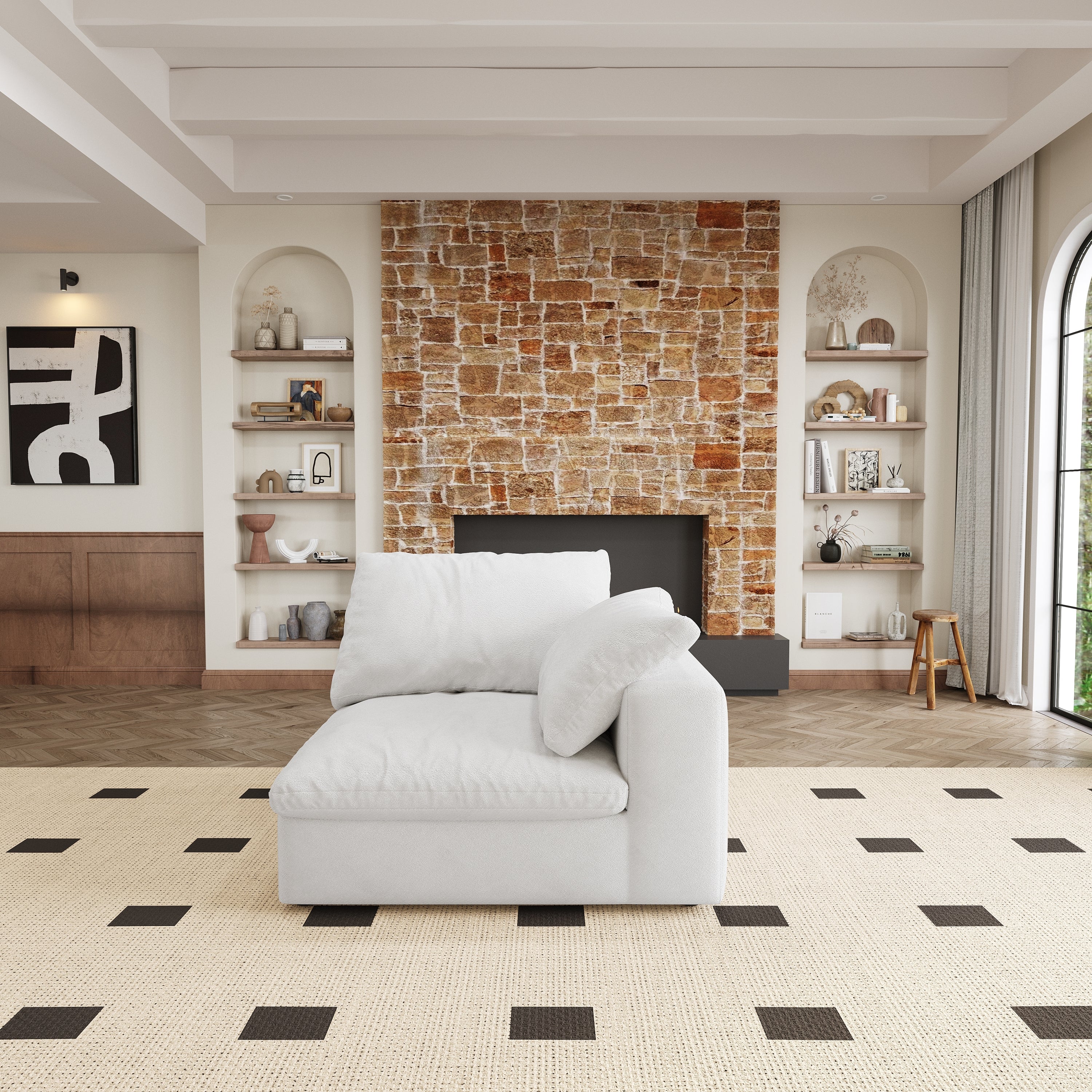 Walker Edison | Cloud Down Filled Comfort Modular Sectional Sofa Couch with Storage Ottoman - Image 5