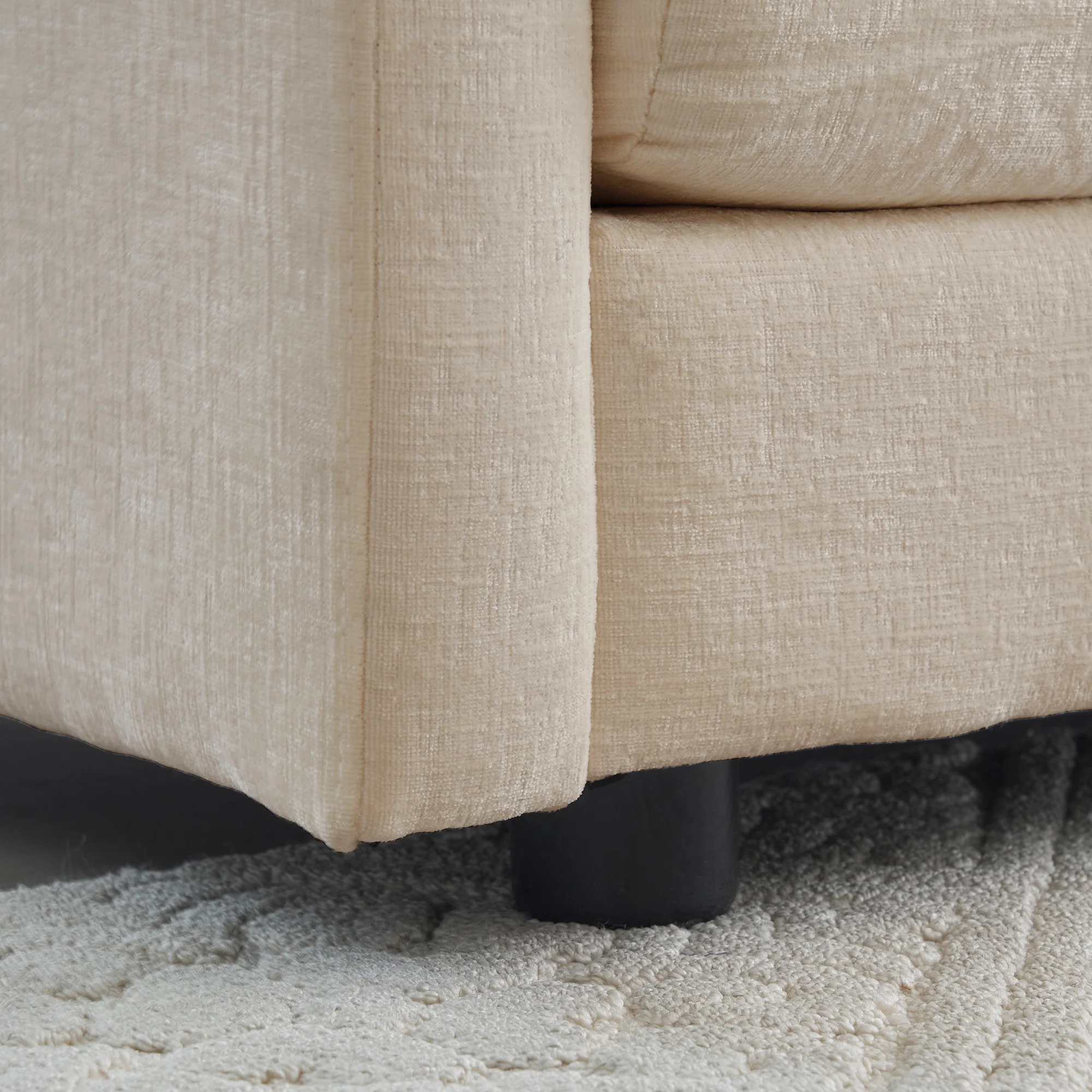 Mid-Century Modern Couch 3-Seater Sofa with 2 Armrest Pillows and 3 Toss Pillows, Couch for Living Room Beige Chenille - Image 5