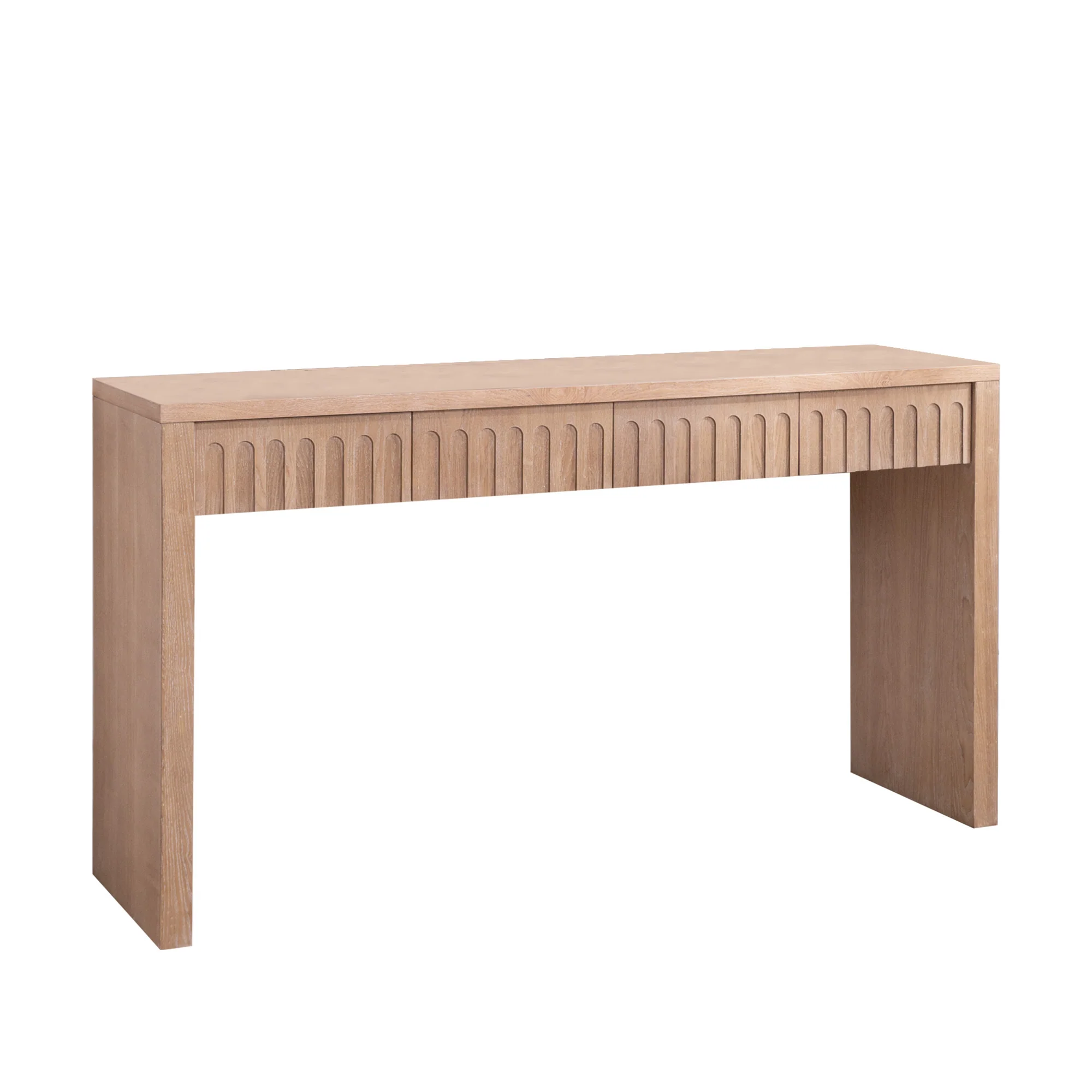 Walker Edison | 59in Natural Modern Console Entry Table with 4 Drawers - Image 2